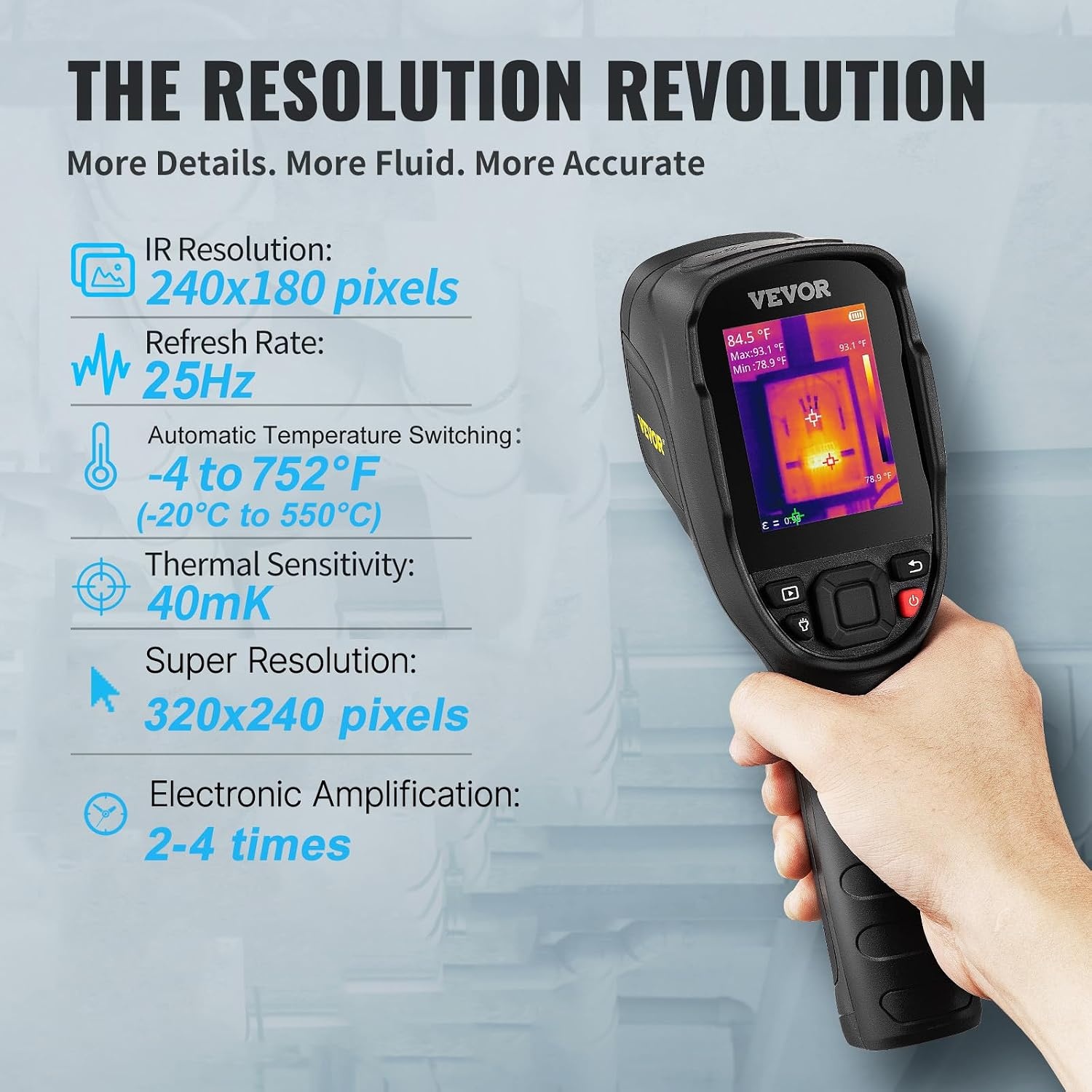 image:image2025 Advanced Thermal Camera with AI chip 384 x 288 IR Resolution5MP Visual437 x 319 FOV Camera Voice Annotation Infrared Imager with 35Inch Touch Screen 20C to 550C WiFismall