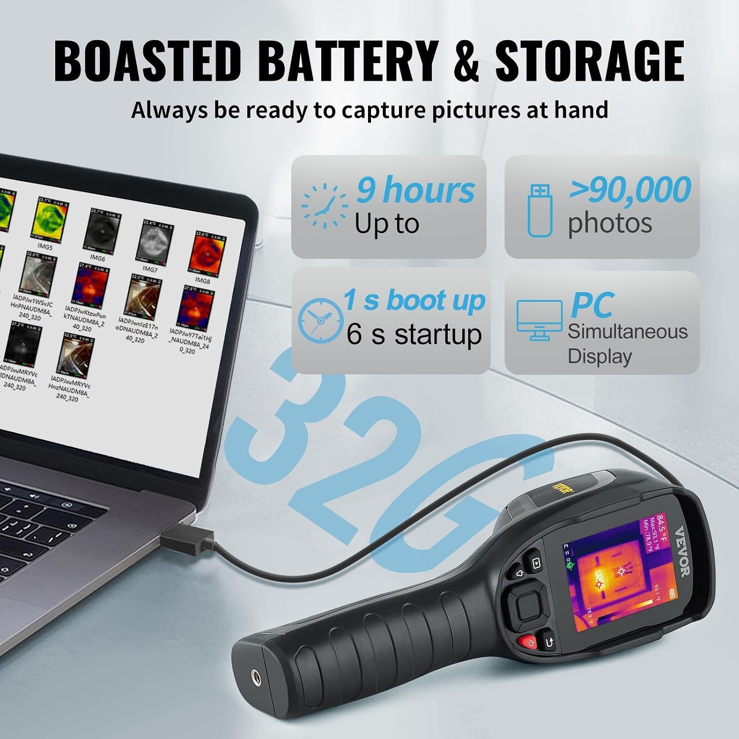image:image2025 Advanced Thermal Camera with AI chip 384 x 288 IR Resolution5MP Visual437 x 319 FOV Camera Voice Annotation Infrared Imager with 35Inch Touch Screen 20C to 550C WiFismall
