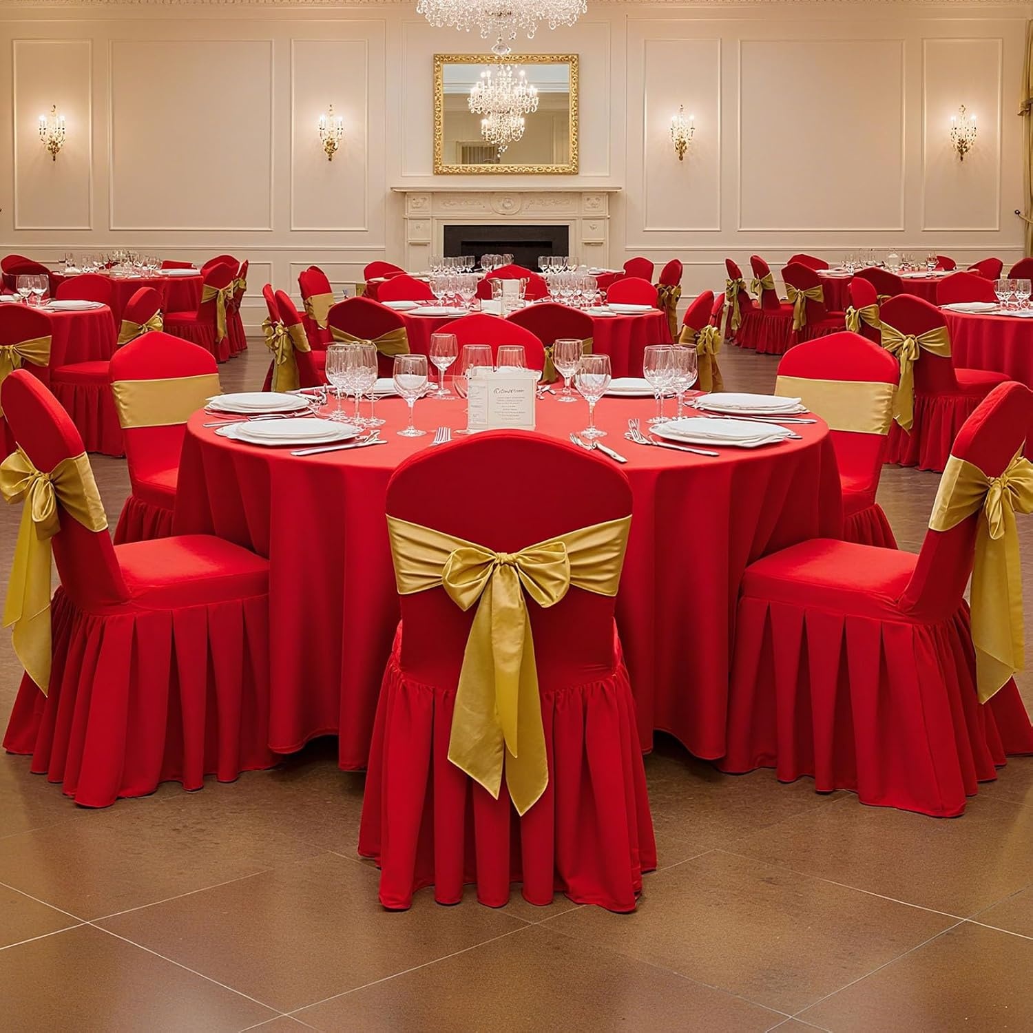image:imageVEVOR 100 Pcs White Chair Covers Polyester Spandex Chair Cover Stretch Slipcovers for Wedding Party Dining Banquet Chair Decoration CoversRedd