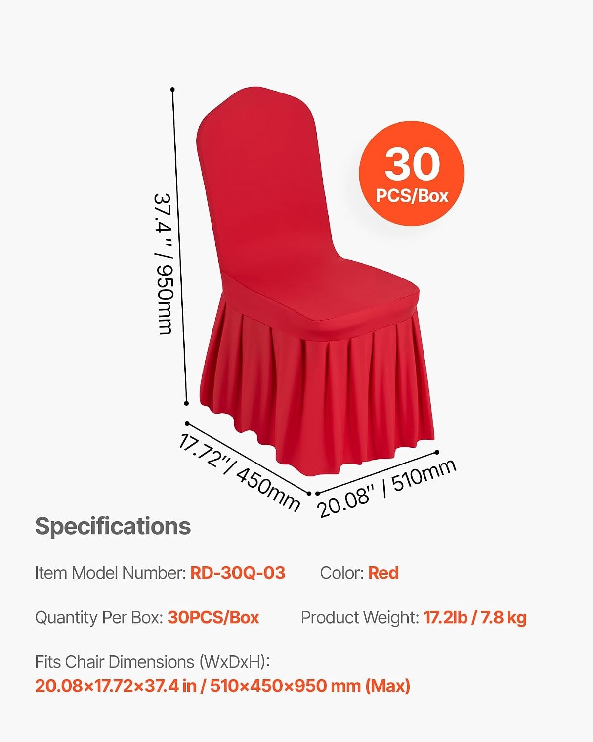image:imageVEVOR 100 Pcs White Chair Covers Polyester Spandex Chair Cover Stretch Slipcovers for Wedding Party Dining Banquet Chair Decoration CoversRedd