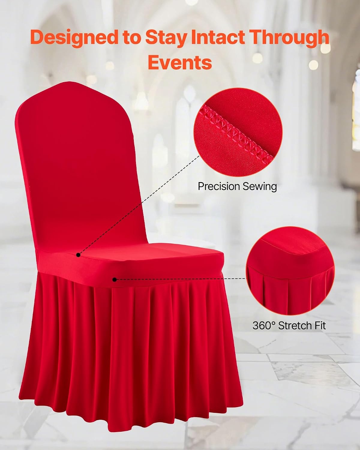image:imageVEVOR 100 Pcs White Chair Covers Polyester Spandex Chair Cover Stretch Slipcovers for Wedding Party Dining Banquet Chair Decoration CoversRedd