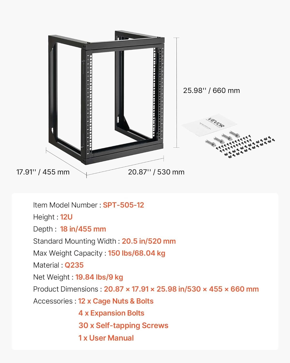 image:imageVEVOR 16U Open Frame Server Rack amp Network Rack Wall Mounted or Floor Standing Heavy Duty 4 Post with 2PCS Vented 1U Shelves amp Mounting Hardware Holds All 19 Networking IT Equipment AV Gear12U Wall Rack