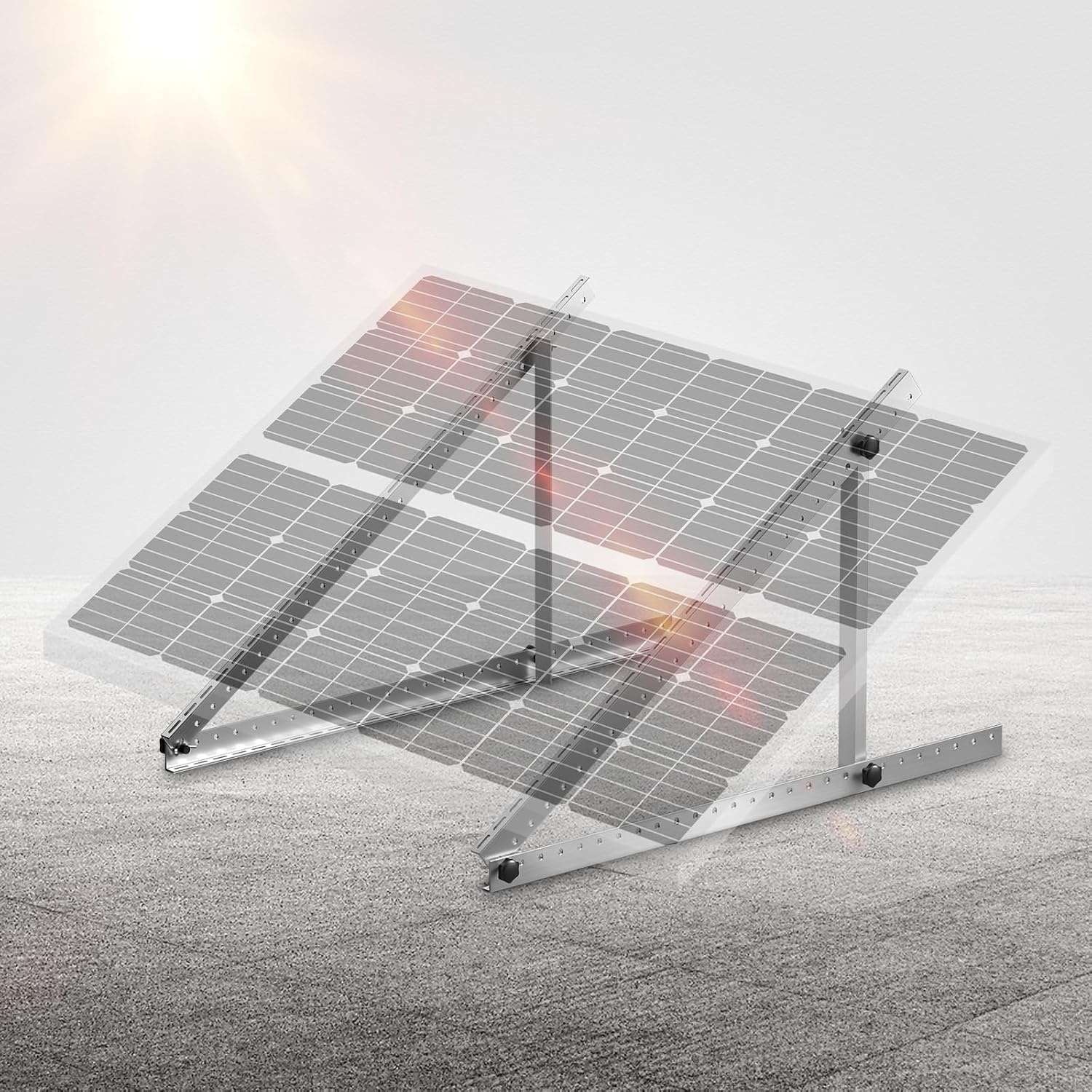 image:imageVEVOR 2 Sets Solar Panel Mounting Brackets 45Inch 0 to 90 Adjustable Tilt Mounts Support 100400W Solar Panels Lightweight Aluminum Brackets with Folding Tilt Legs for RV Boat OffGridSilverGray