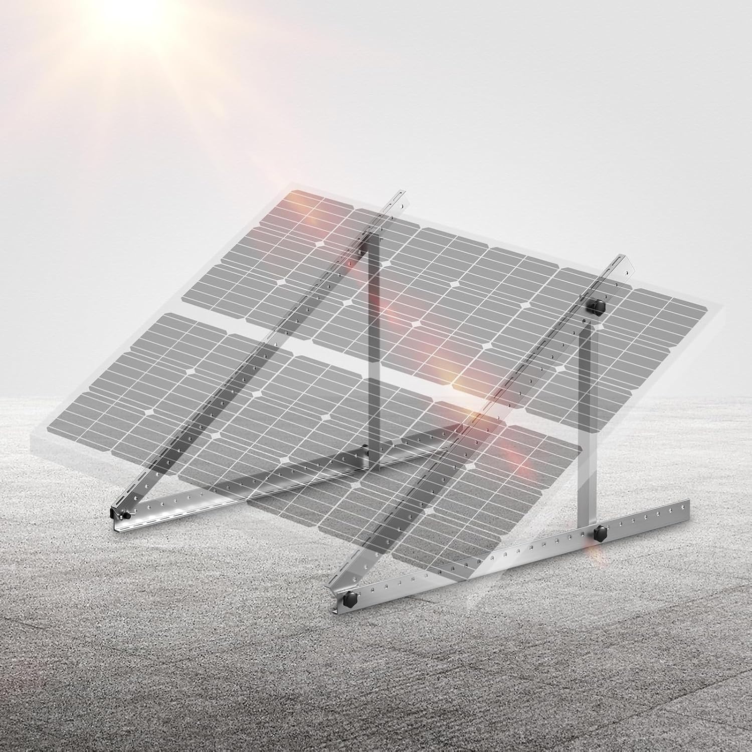 image:imageVEVOR 2 Sets Solar Panel Mounting Brackets 45Inch 0 to 90 Adjustable Tilt Mounts Support 100400W Solar Panels Lightweight Aluminum Brackets with Folding Tilt Legs for RV Boat OffGridSilverGray