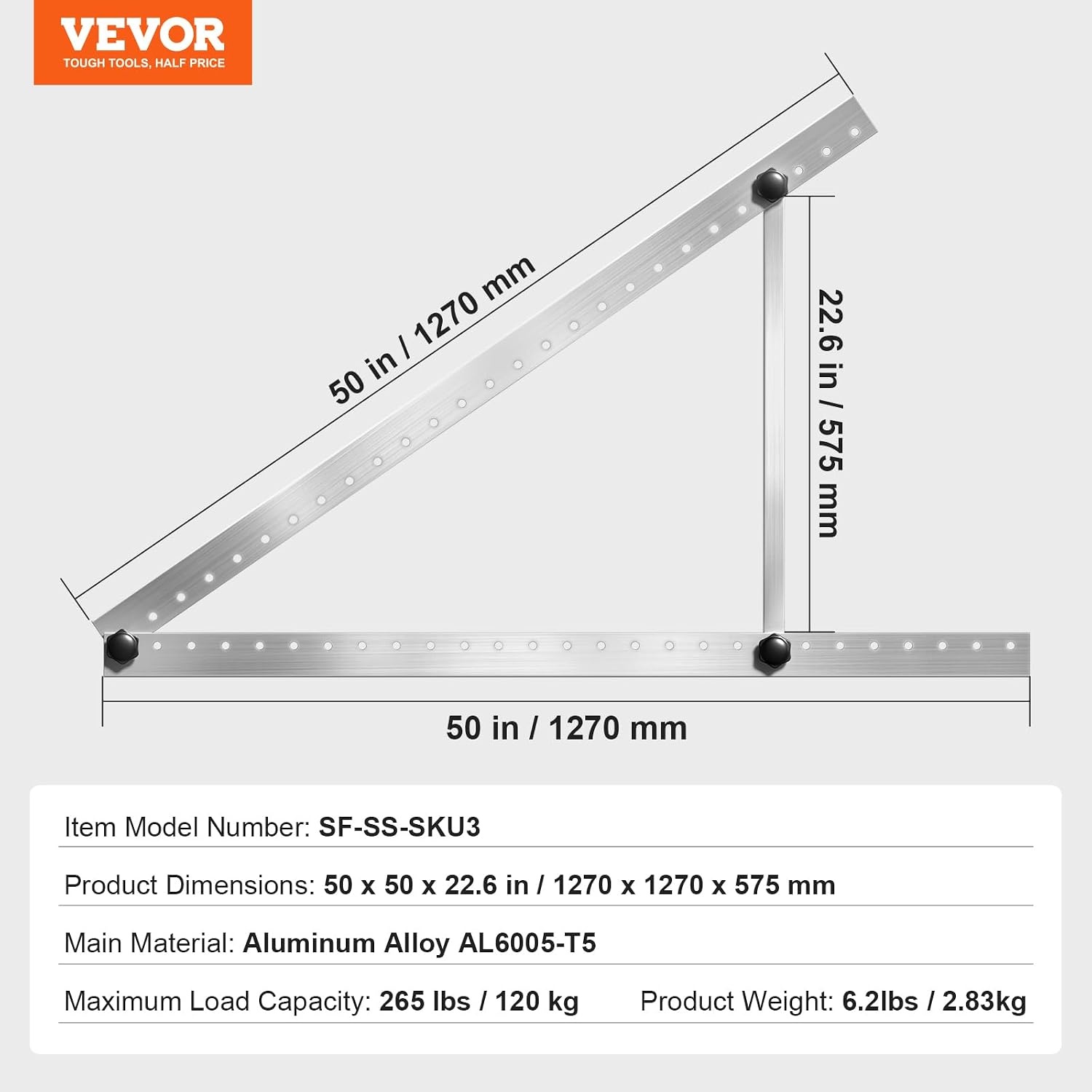 image:imageVEVOR 2 Sets Solar Panel Mounting Brackets 45Inch 0 to 90 Adjustable Tilt Mounts Support 100400W Solar Panels Lightweight Aluminum Brackets with Folding Tilt Legs for RV Boat OffGridSilverGray