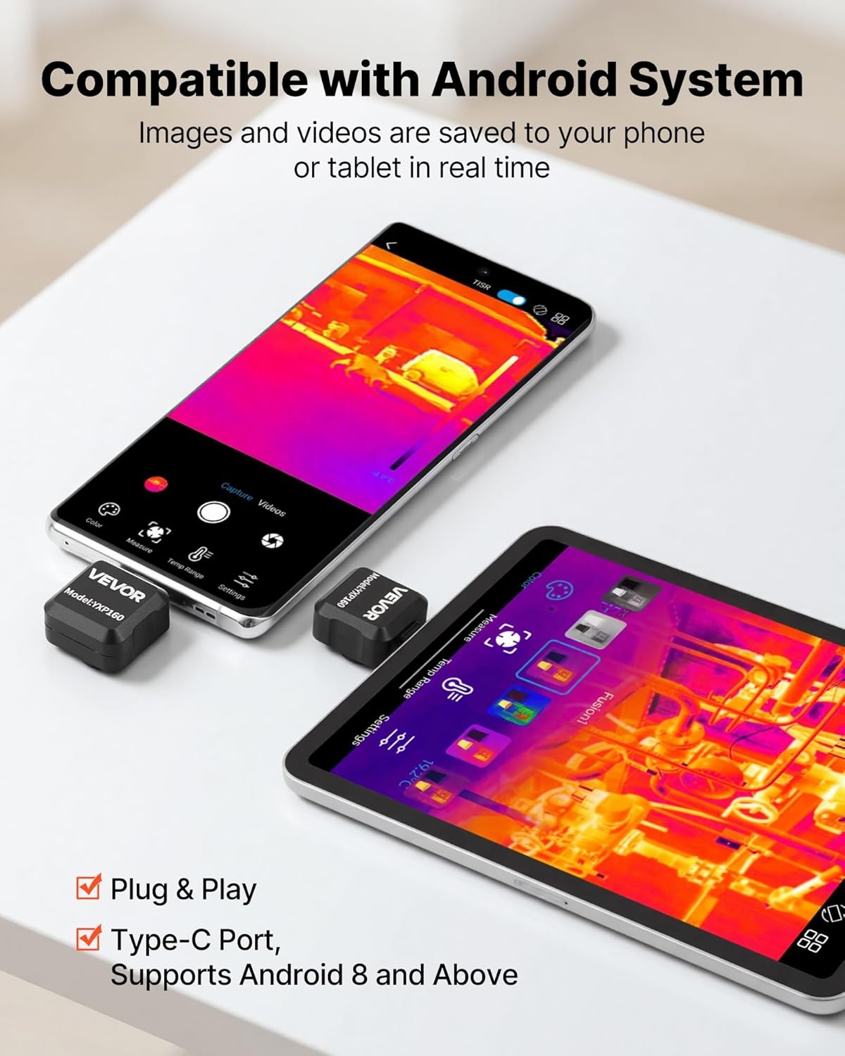 image:imageVEVOR 2025 Upgraded Thermal Camera for AndroidPro Thermal Imaging Camera with Macro Lens Infrared Camera with 320 x 240 TISR Super Resolution 15X Zoom Thermal Imager for Phone P2 Pro AndroidExtra Small