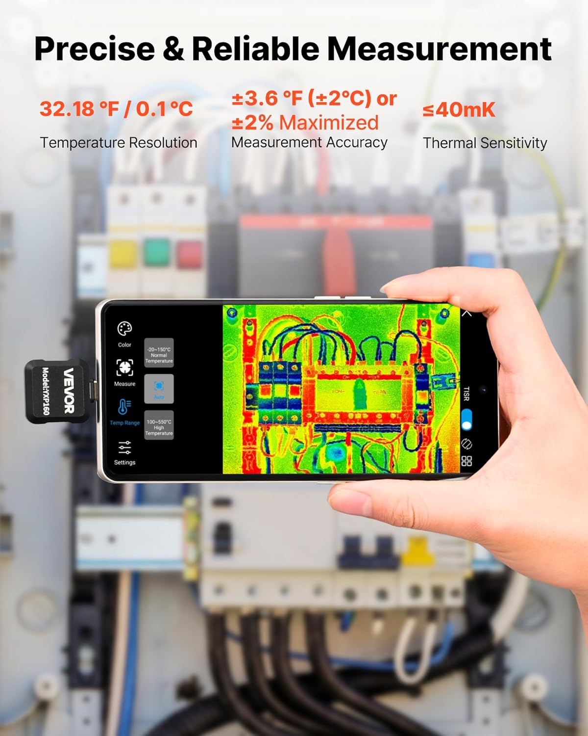 image:imageVEVOR 2025 Upgraded Thermal Camera for AndroidPro Thermal Imaging Camera with Macro Lens Infrared Camera with 320 x 240 TISR Super Resolution 15X Zoom Thermal Imager for Phone P2 Pro AndroidExtra Small