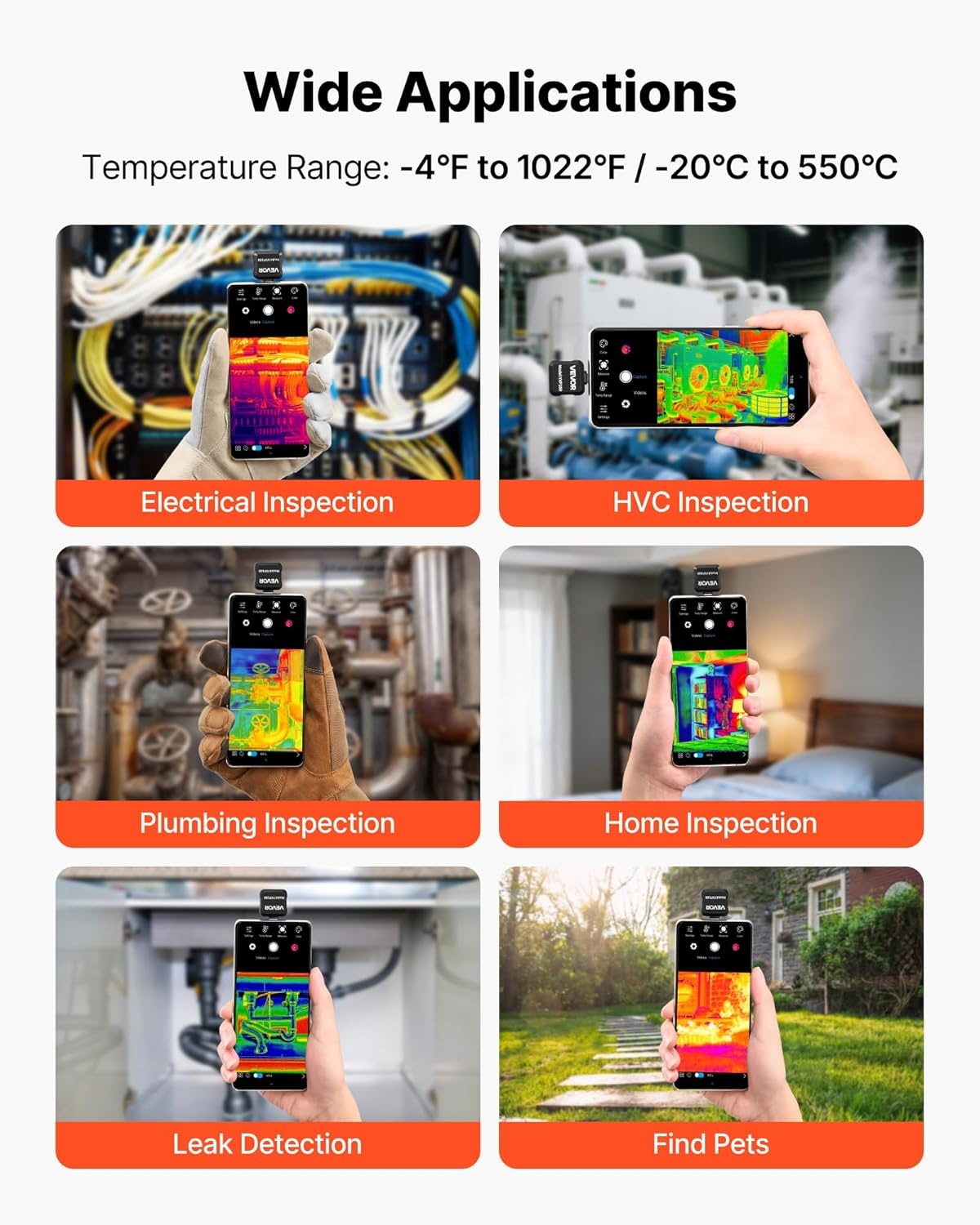 image:imageVEVOR 2025 Upgraded Thermal Camera for AndroidPro Thermal Imaging Camera with Macro Lens Infrared Camera with 320 x 240 TISR Super Resolution 15X Zoom Thermal Imager for Phone P2 Pro AndroidExtra Small