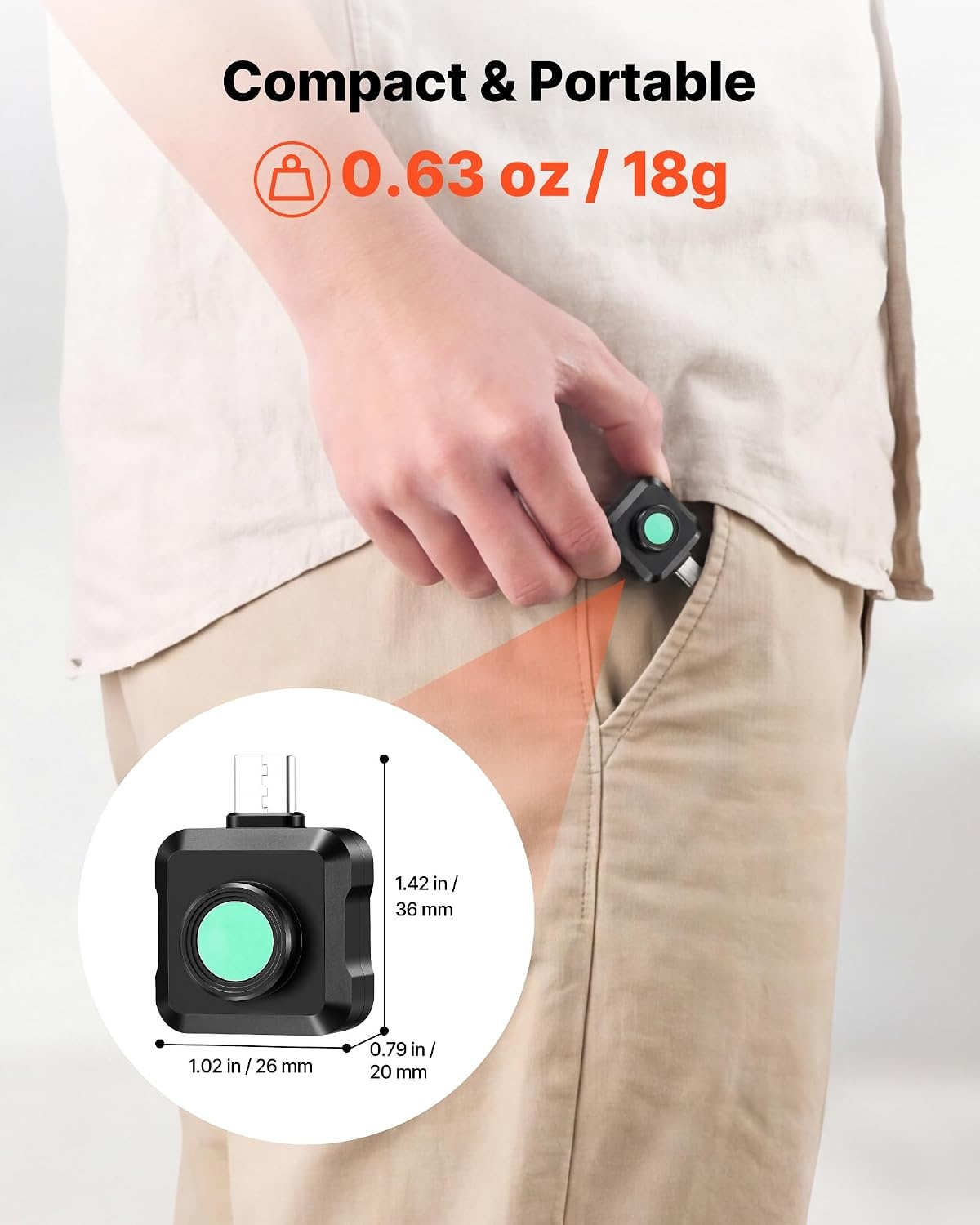 image:imageVEVOR 2025 Upgraded Thermal Camera for AndroidPro Thermal Imaging Camera with Macro Lens Infrared Camera with 320 x 240 TISR Super Resolution 15X Zoom Thermal Imager for Phone P2 Pro AndroidExtra Small