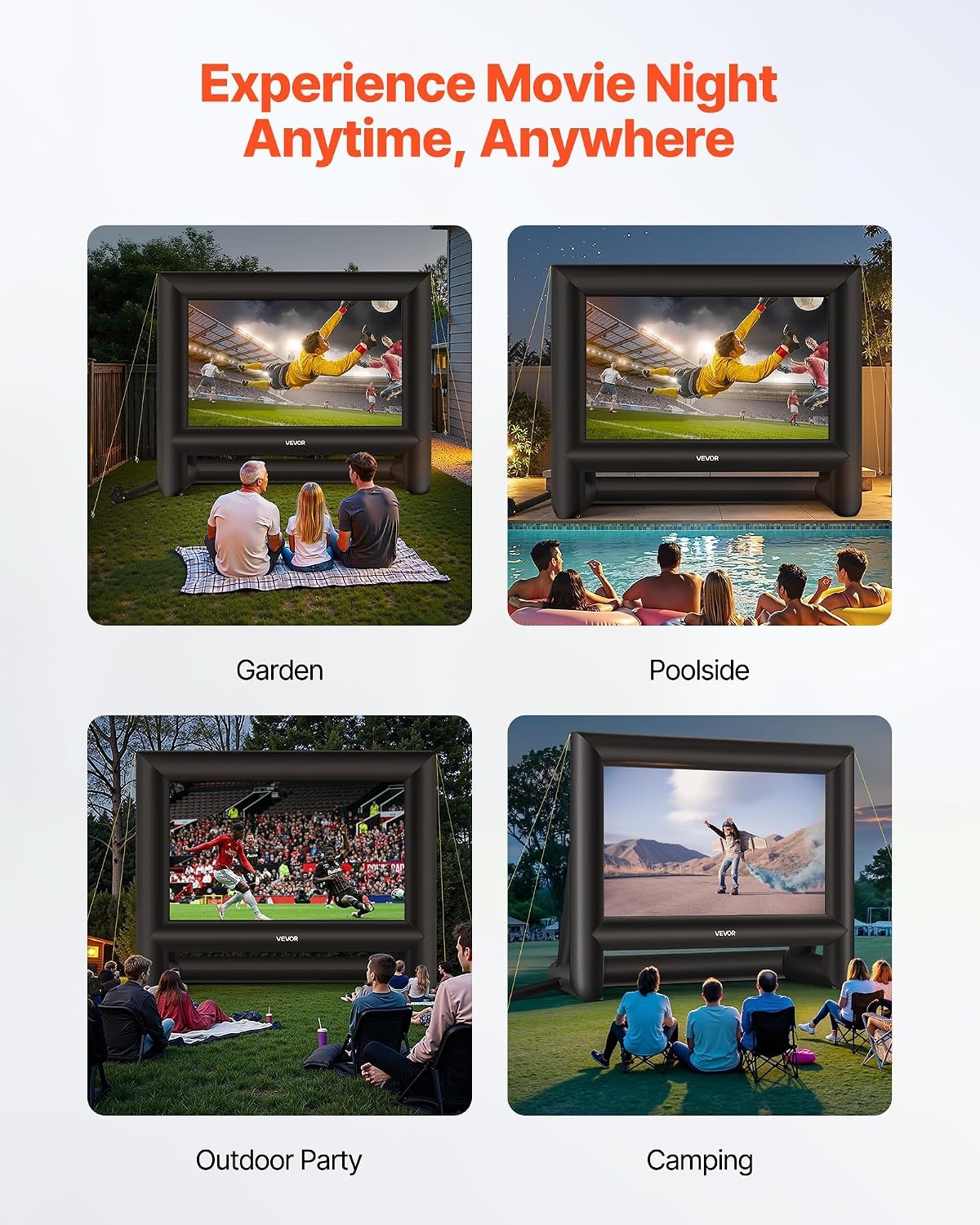 image:imageVEVOR 20FT Inflatable Movie Screen Inflatable Projector Screen with Portable Storage Bag 169 Easy Set Up Movie Projection for Outdoor Backyard Home Theater Theme PartyQCZJ18FTD