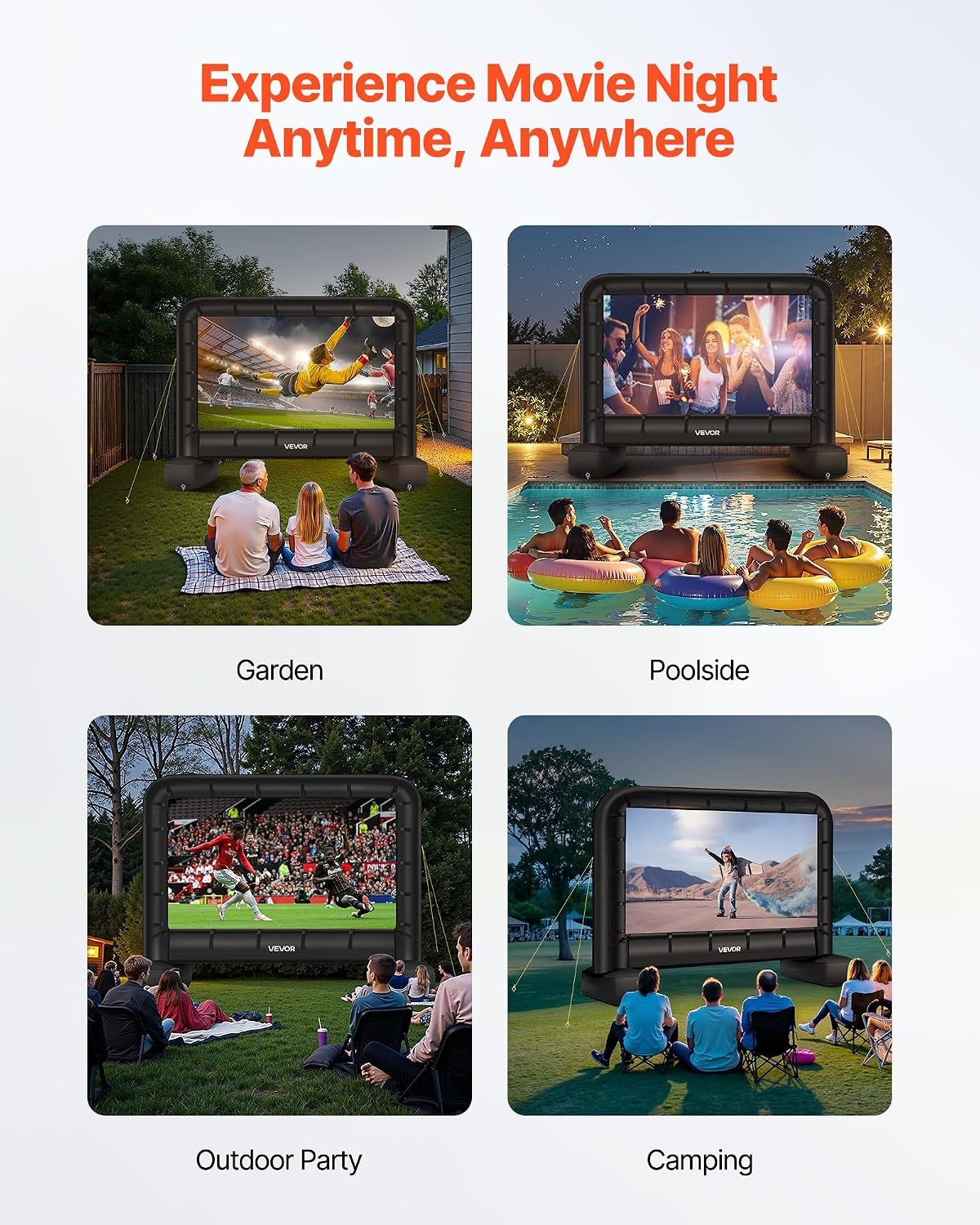 image:imageVEVOR 20FT Inflatable Movie Screen Inflatable Projector Screen with Portable Storage Bag 169 Easy Set Up Movie Projection for Outdoor Backyard Home Theater Theme PartyQCZJ14FTD