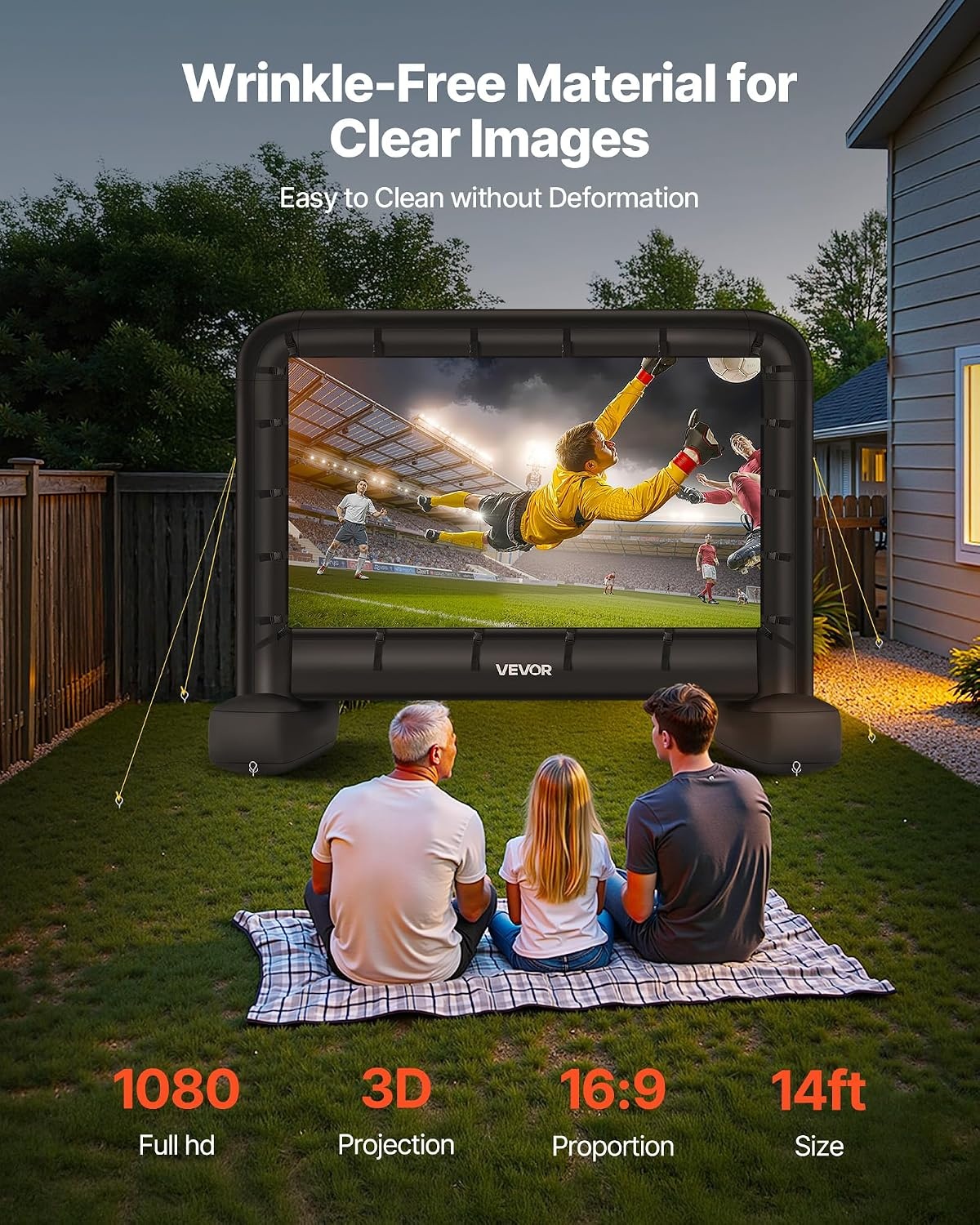 image:imageVEVOR 20FT Inflatable Movie Screen Inflatable Projector Screen with Portable Storage Bag 169 Easy Set Up Movie Projection for Outdoor Backyard Home Theater Theme PartyQCZJ14FTD