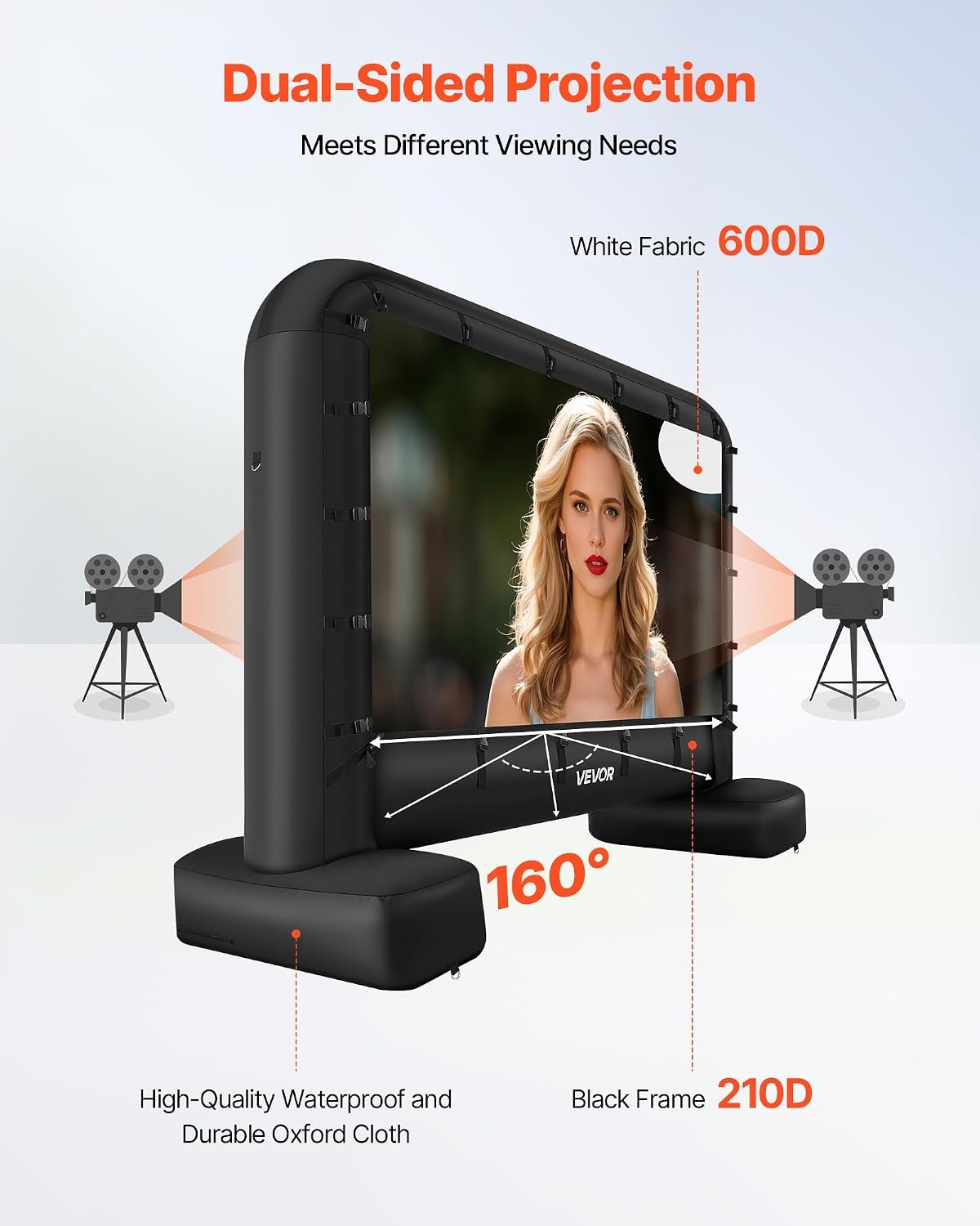 image:imageVEVOR 20FT Inflatable Movie Screen Inflatable Projector Screen with Portable Storage Bag 169 Easy Set Up Movie Projection for Outdoor Backyard Home Theater Theme PartyQCZJ14FTD