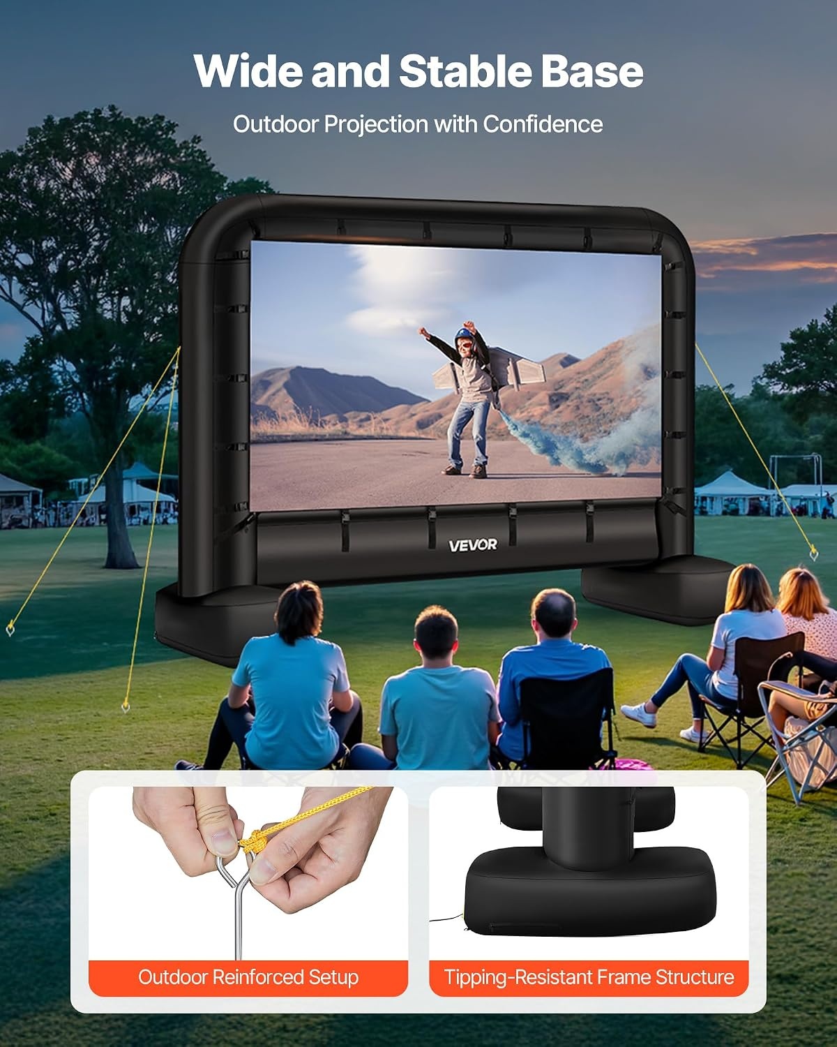 image:imageVEVOR 20FT Inflatable Movie Screen Inflatable Projector Screen with Portable Storage Bag 169 Easy Set Up Movie Projection for Outdoor Backyard Home Theater Theme PartyQCZJ14FTD