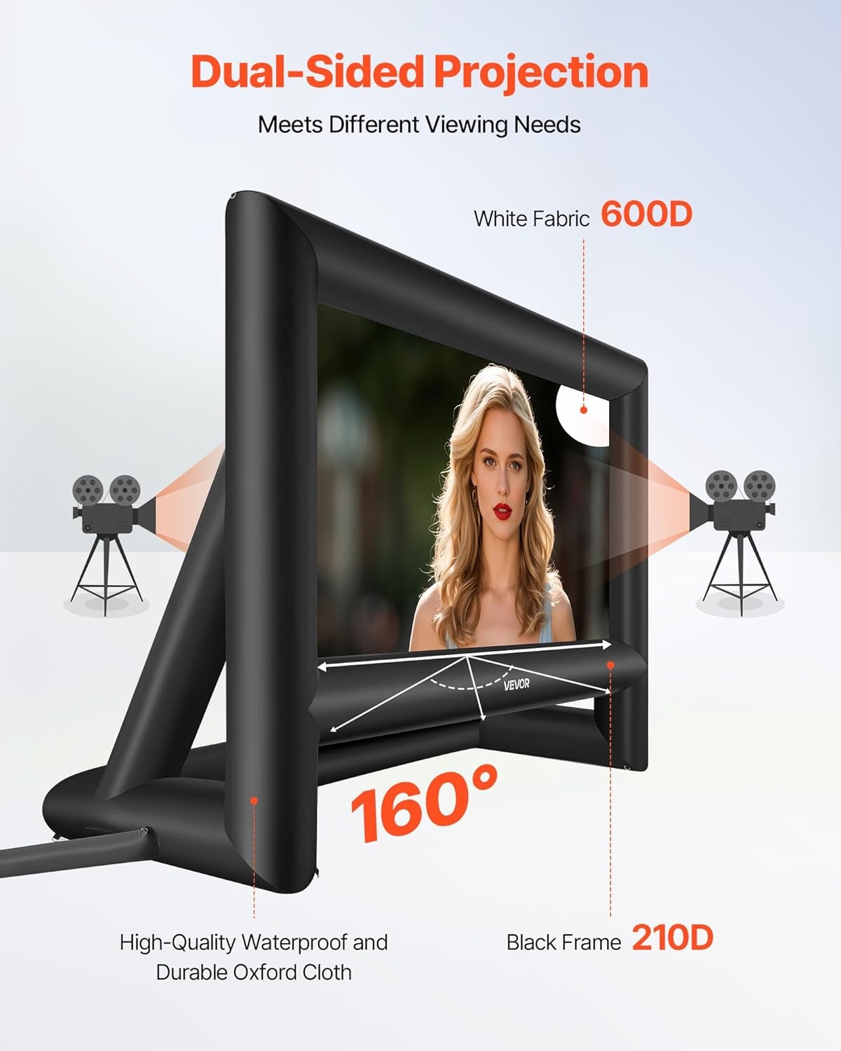 image:imageVEVOR 20FT Inflatable Movie Screen Inflatable Projector Screen with Portable Storage Bag 169 Easy Set Up Movie Projection for Outdoor Backyard Home Theater Theme PartyQCZJ18FTD