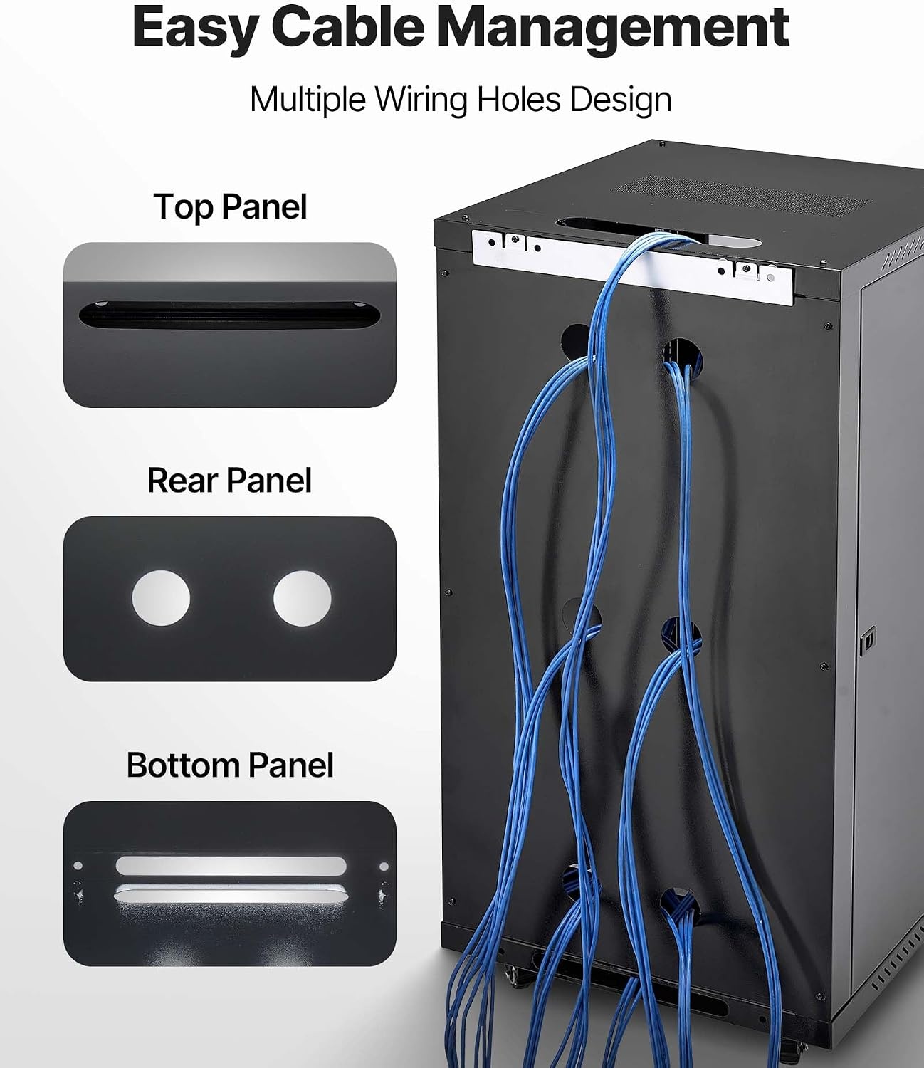 image:imageVEVOR 22U Server Rack Cabinet Network Cabinet Wall Mount 236 in Depth Network Rack Enclosure with Locking Tempered Glass Door 4 Casters Side Panels for 19 IT Equipment AV Devices22U
