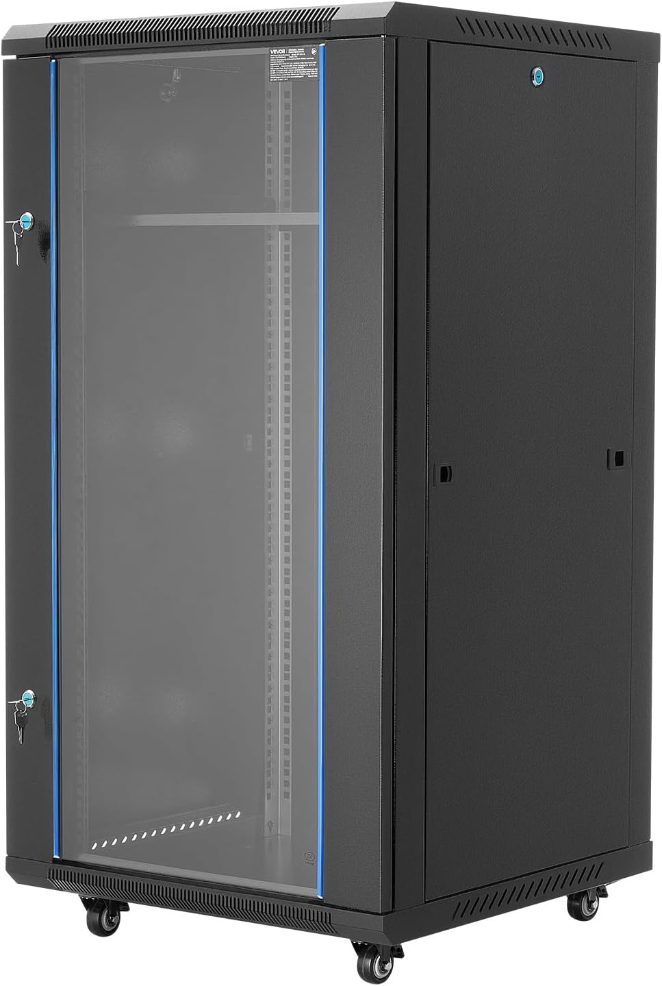 image:imageVEVOR 22U Server Rack Cabinet Network Cabinet Wall Mount 236 in Depth Network Rack Enclosure with Locking Tempered Glass Door 4 Casters Side Panels for 19 IT Equipment AV Devices22U