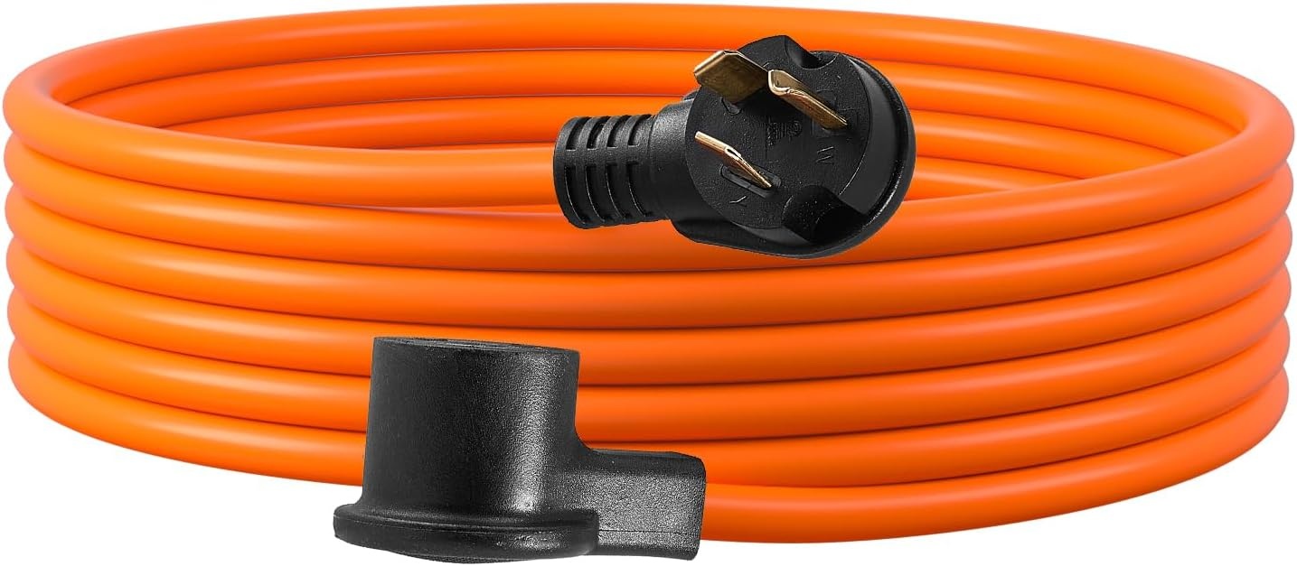 image:imageVEVOR 25 ft Dryer Extension Cord 4Prong NEMA 1430P to 1430R Dryer Cord 125V250V STW 10AWG4C 30A Pure Copper Wire Cable with Black NonWoven Bag and PVC Cable Tie for Outdoor amp Indoor UseOrange