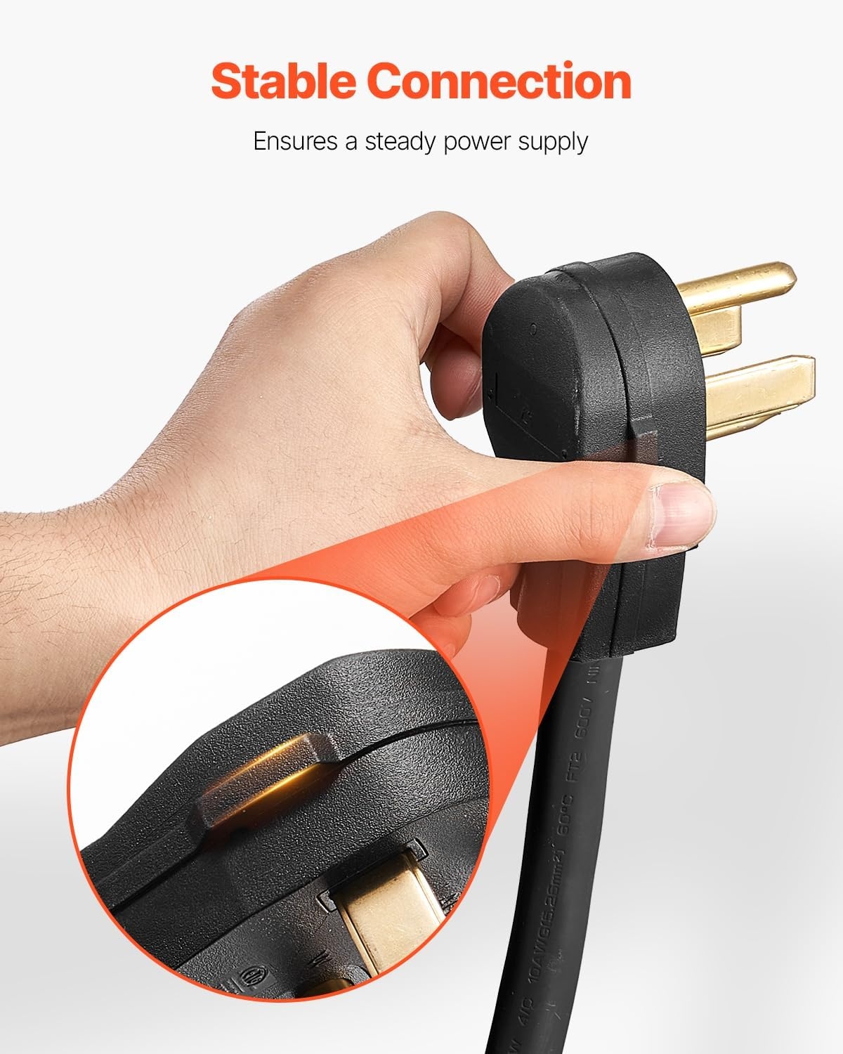 image:imageVEVOR 25 ft Dryer Extension Cord 4Prong NEMA 1430P to 1430R Dryer Cord 125V250V STW 10AWG4C 30A Pure Copper Wire Cable with Black NonWoven Bag and PVC Cable Tie for Outdoor amp Indoor UseBlack