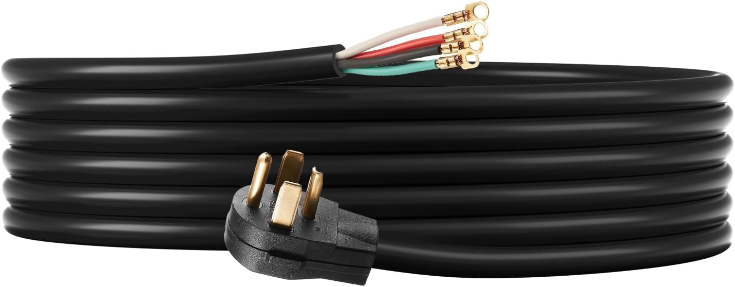 image:imageVEVOR 25 ft Dryer Extension Cord 4Prong NEMA 1430P to 1430R Dryer Cord 125V250V STW 10AWG4C 30A Pure Copper Wire Cable with Black NonWoven Bag and PVC Cable Tie for Outdoor amp Indoor UseBlack