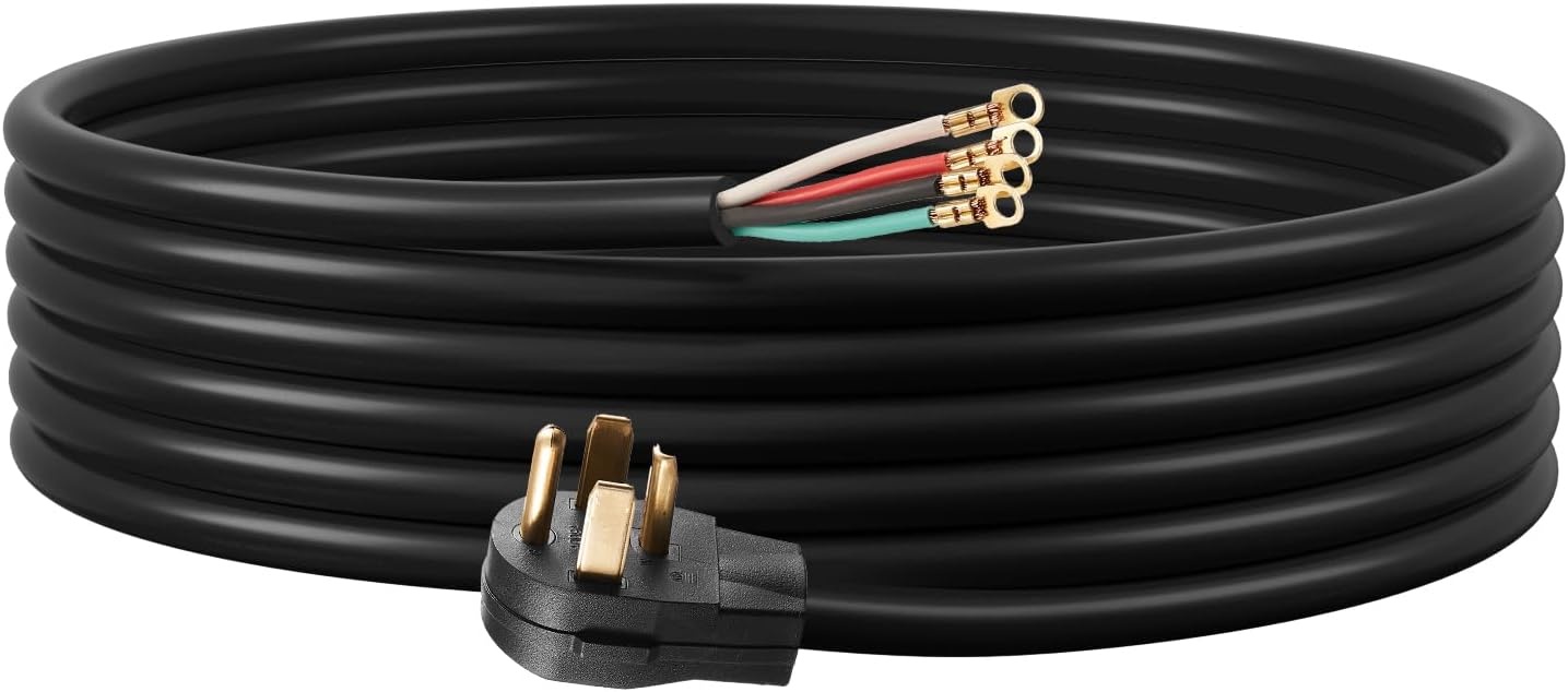 image:imageVEVOR 25 ft Dryer Extension Cord 4Prong NEMA 1430P to 1430R Dryer Cord 125V250V STW 10AWG4C 30A Pure Copper Wire Cable with Black NonWoven Bag and PVC Cable Tie for Outdoor amp Indoor UseBlack