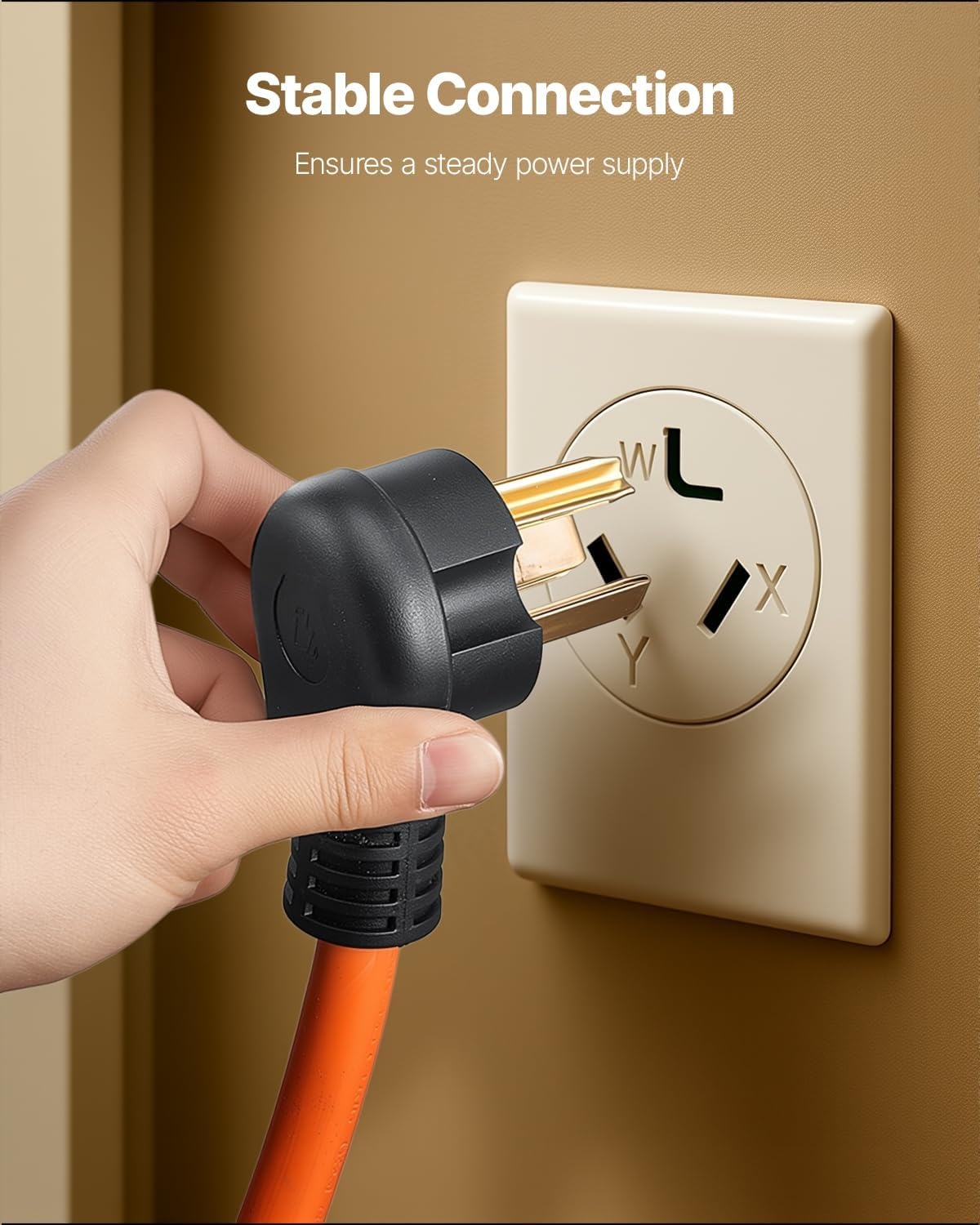 image:imageVEVOR 25 ft Dryer Extension Cord 4Prong NEMA 1430P to 1430R Dryer Cord 125V250V STW 10AWG4C 30A Pure Copper Wire Cable with Black NonWoven Bag and PVC Cable Tie for Outdoor amp Indoor UseOrange