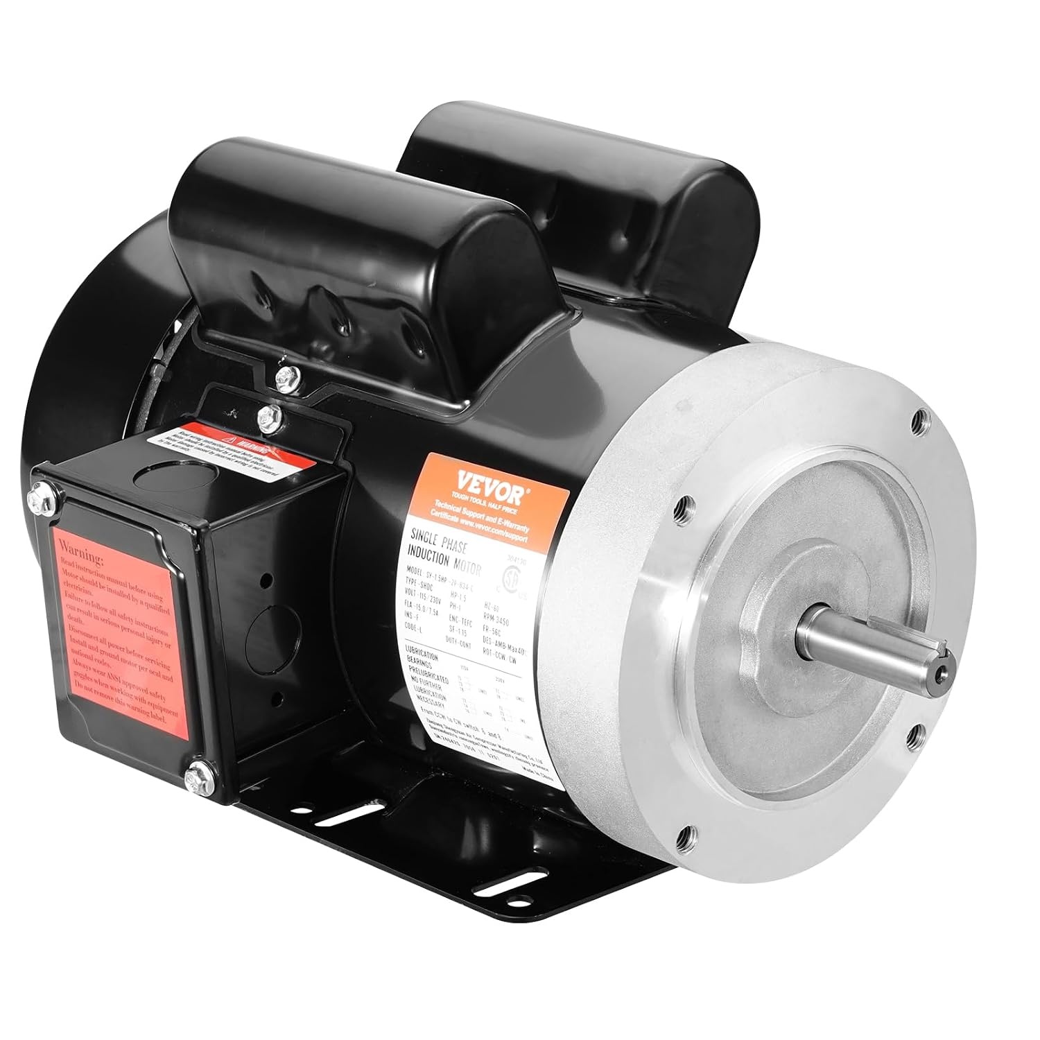 image:imageVEVOR 2HP Electric Motor 3450 RPM AC 230V460V 56C Frame Air Compressor Motor 3Phase 58 Keyed Shaft CWCCW Rotation for Agricultural Machinery and General Equipment1