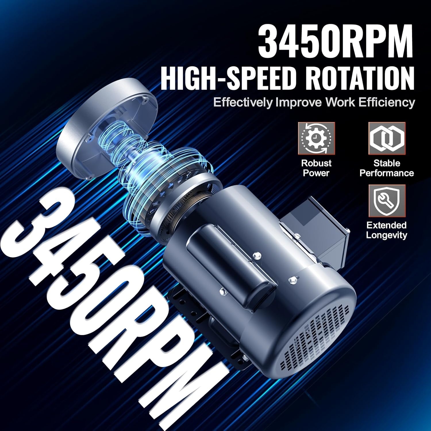 image:imageVEVOR 2HP Electric Motor 3450 RPM AC 230V460V 56C Frame Air Compressor Motor 3Phase 58 Keyed Shaft CWCCW Rotation for Agricultural Machinery and General Equipment1
