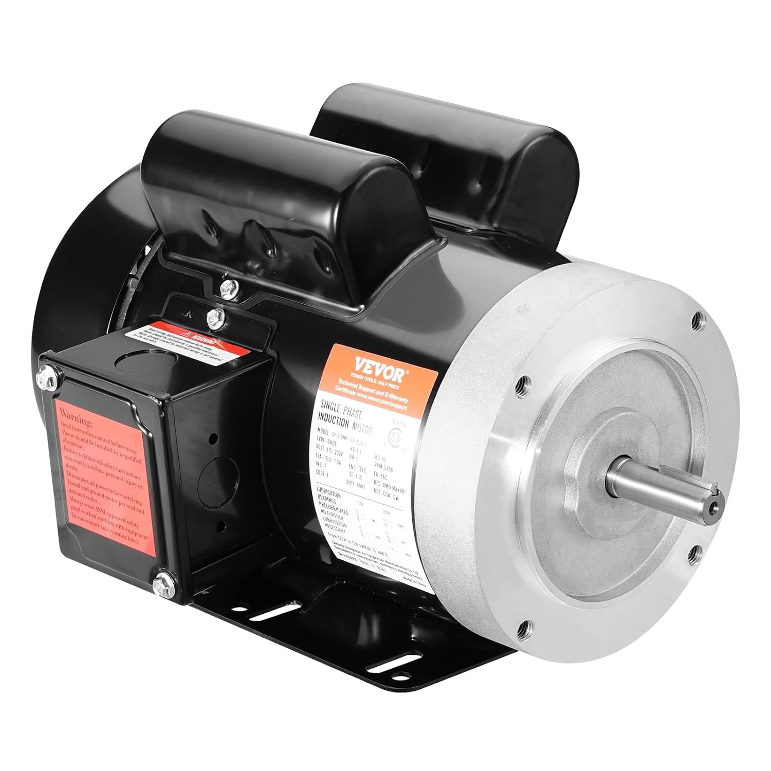 image:imageVEVOR 2HP Electric Motor 3450 RPM AC 230V460V 56C Frame Air Compressor Motor 3Phase 58 Keyed Shaft CWCCW Rotation for Agricultural Machinery and General Equipment1