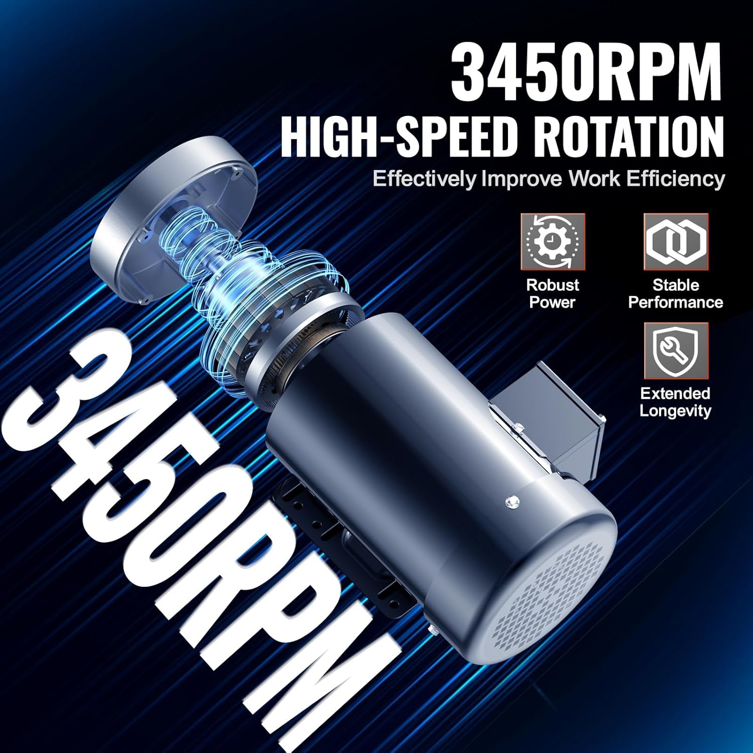image:imageVEVOR 2HP Electric Motor 3450 RPM AC 230V460V 56C Frame Air Compressor Motor 3Phase 58 Keyed Shaft CWCCW Rotation for Agricultural Machinery and General Equipment1