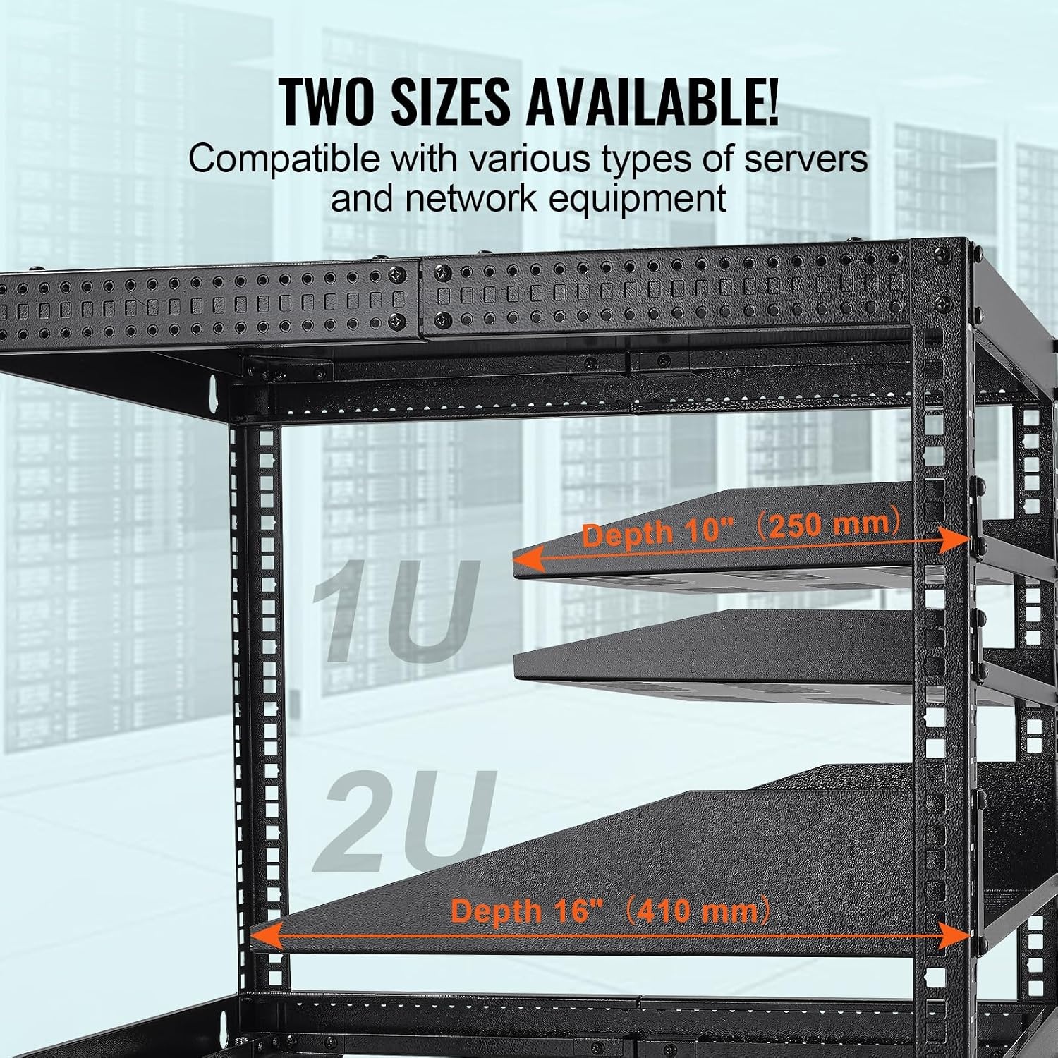 image:imageVEVOR 2PCS 1U Server Rack Shelf Universal Vented Rack Mount Cantilever Tray for 19 inch Network Equipment Rack amp Cabinet 10 Deep Rack Mount Shelf Weight Capacity 50 lbs Wall Mount Rack Shelf1U2PCS