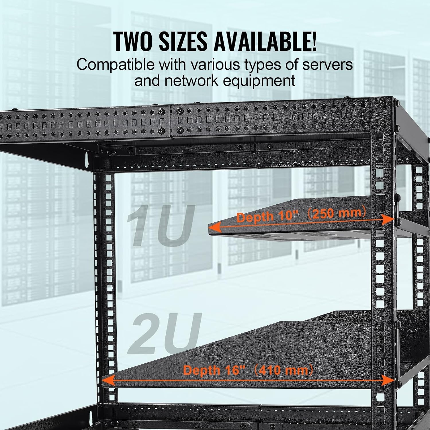 image:imageVEVOR 2PCS 1U Server Rack Shelf Universal Vented Rack Mount Cantilever Tray for 19 inch Network Equipment Rack amp Cabinet 10 Deep Rack Mount Shelf Weight Capacity 50 lbs Wall Mount Rack Shelf2U1PC