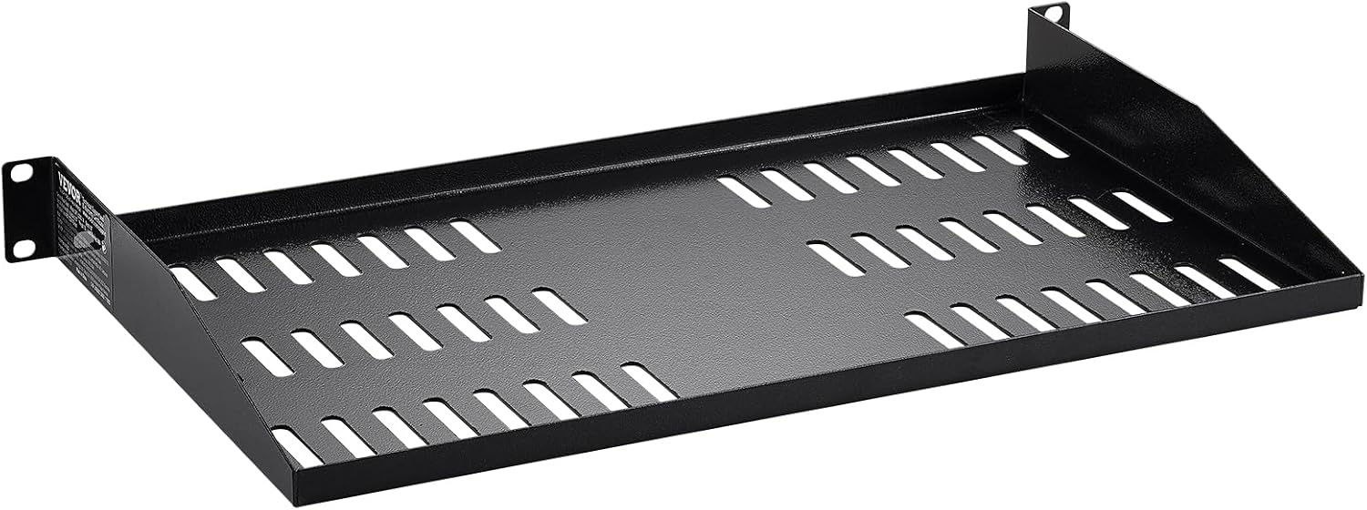 image:imageVEVOR 2PCS 1U Server Rack Shelf Universal Vented Rack Mount Cantilever Tray for 19 inch Network Equipment Rack amp Cabinet 10 Deep Rack Mount Shelf Weight Capacity 50 lbs Wall Mount Rack Shelf1U2PCS