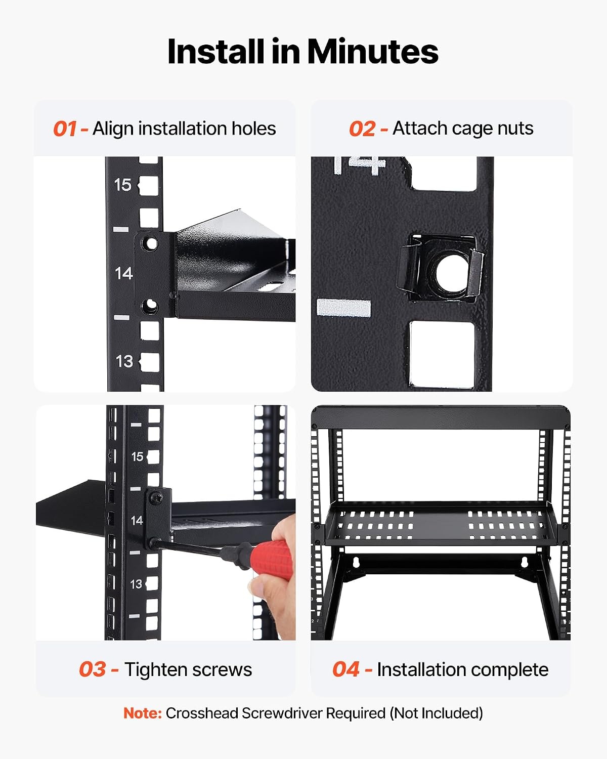 image:imageVEVOR 2PCS 1U Server Rack Shelf Universal Vented Rack Mount Cantilever Tray for 19 inch Network Equipment Rack amp Cabinet 10 Deep Rack Mount Shelf Weight Capacity 50 lbs Wall Mount Rack Shelf1U4PCS