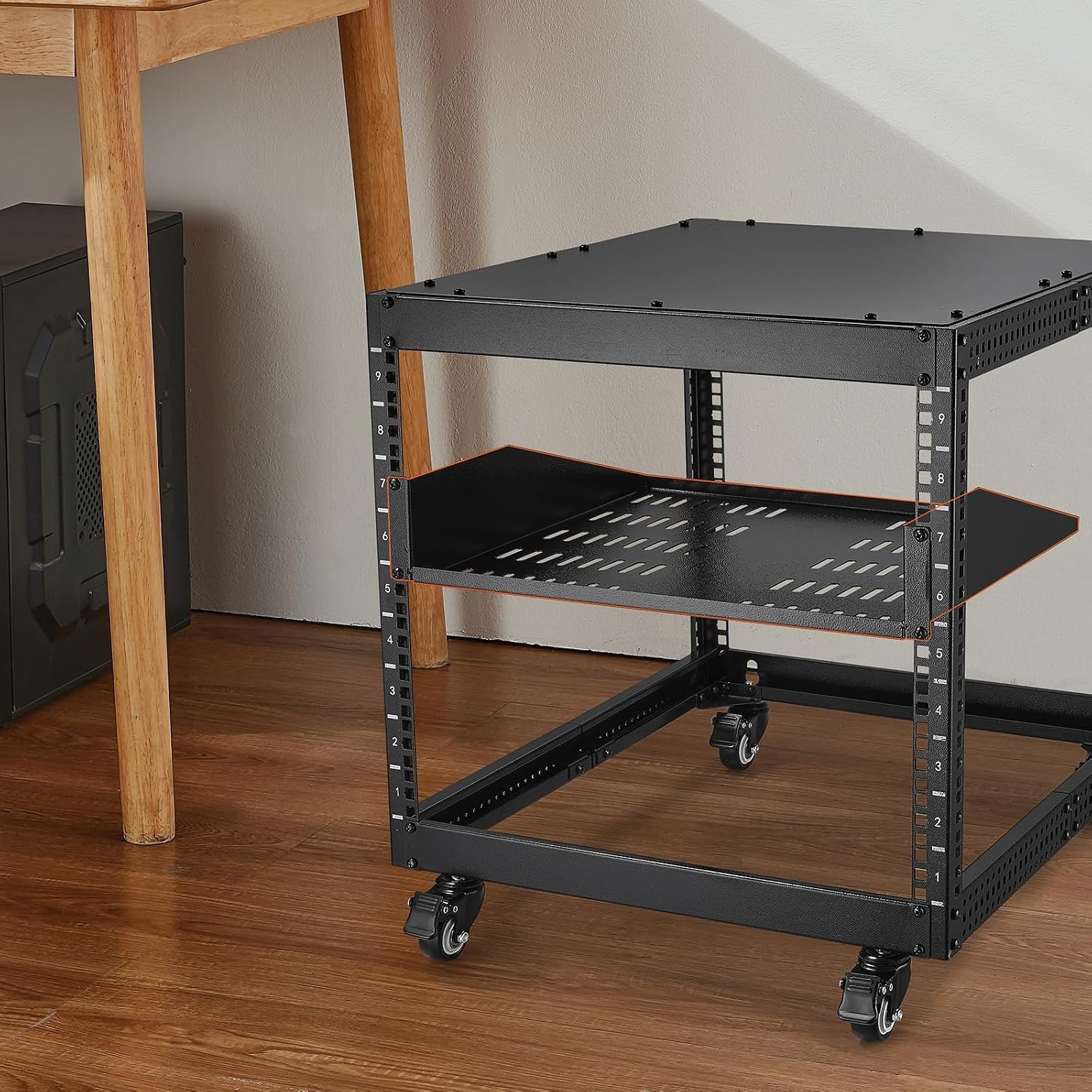 image:imageVEVOR 2PCS 1U Server Rack Shelf Universal Vented Rack Mount Cantilever Tray for 19 inch Network Equipment Rack amp Cabinet 10 Deep Rack Mount Shelf Weight Capacity 50 lbs Wall Mount Rack Shelf2U1PC