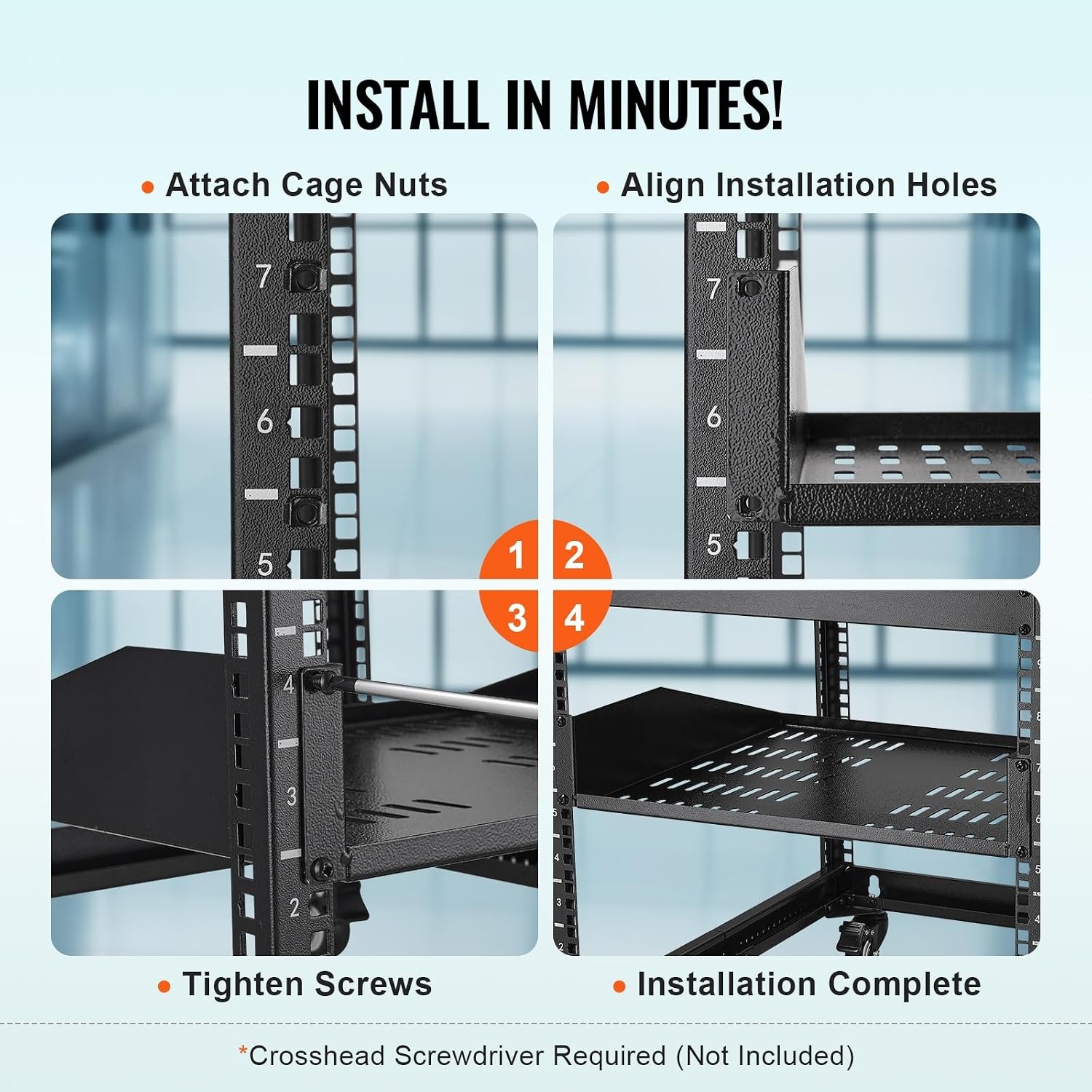image:imageVEVOR 2PCS 1U Server Rack Shelf Universal Vented Rack Mount Cantilever Tray for 19 inch Network Equipment Rack amp Cabinet 10 Deep Rack Mount Shelf Weight Capacity 50 lbs Wall Mount Rack Shelf2U1PC