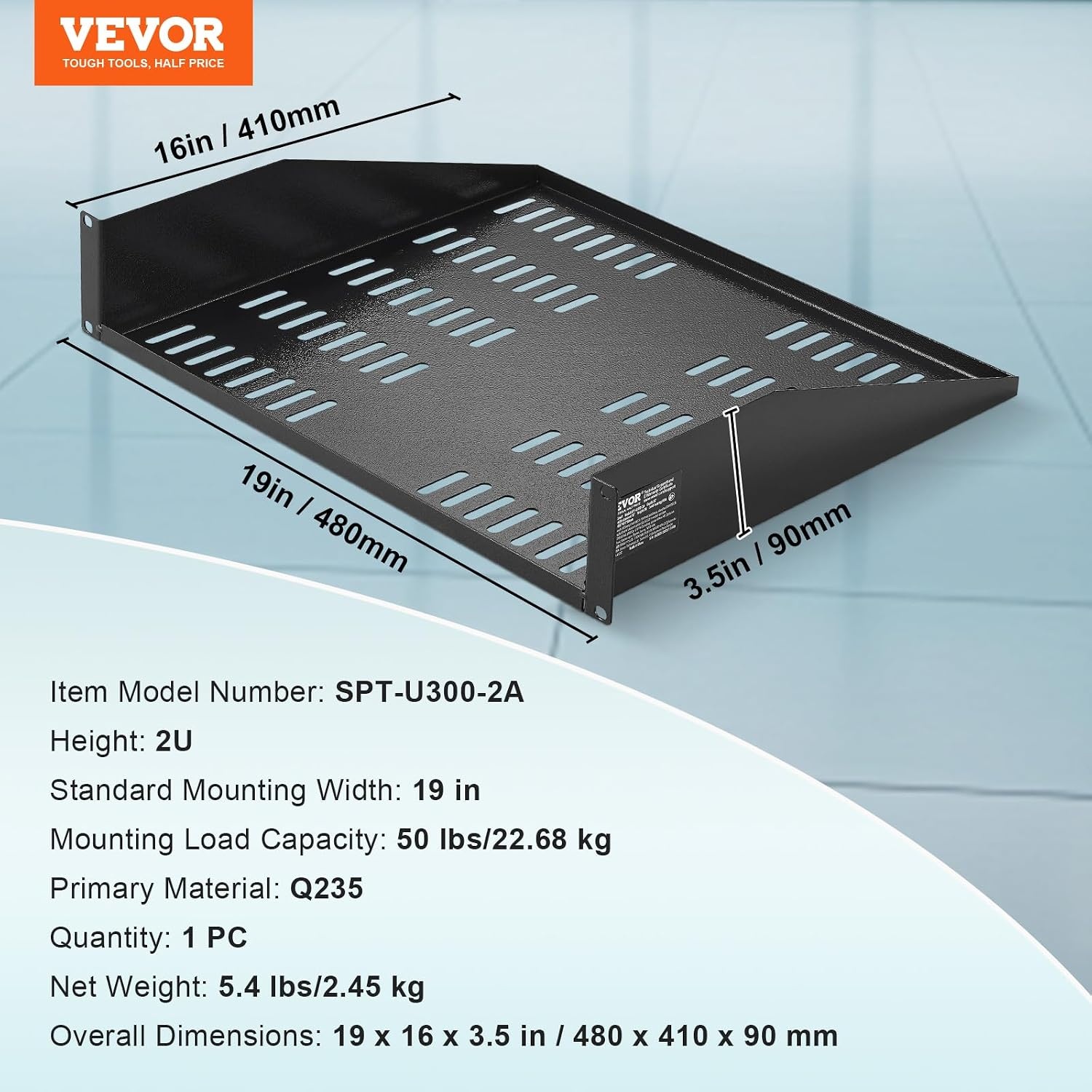 image:imageVEVOR 2PCS 1U Server Rack Shelf Universal Vented Rack Mount Cantilever Tray for 19 inch Network Equipment Rack amp Cabinet 10 Deep Rack Mount Shelf Weight Capacity 50 lbs Wall Mount Rack Shelf2U1PC
