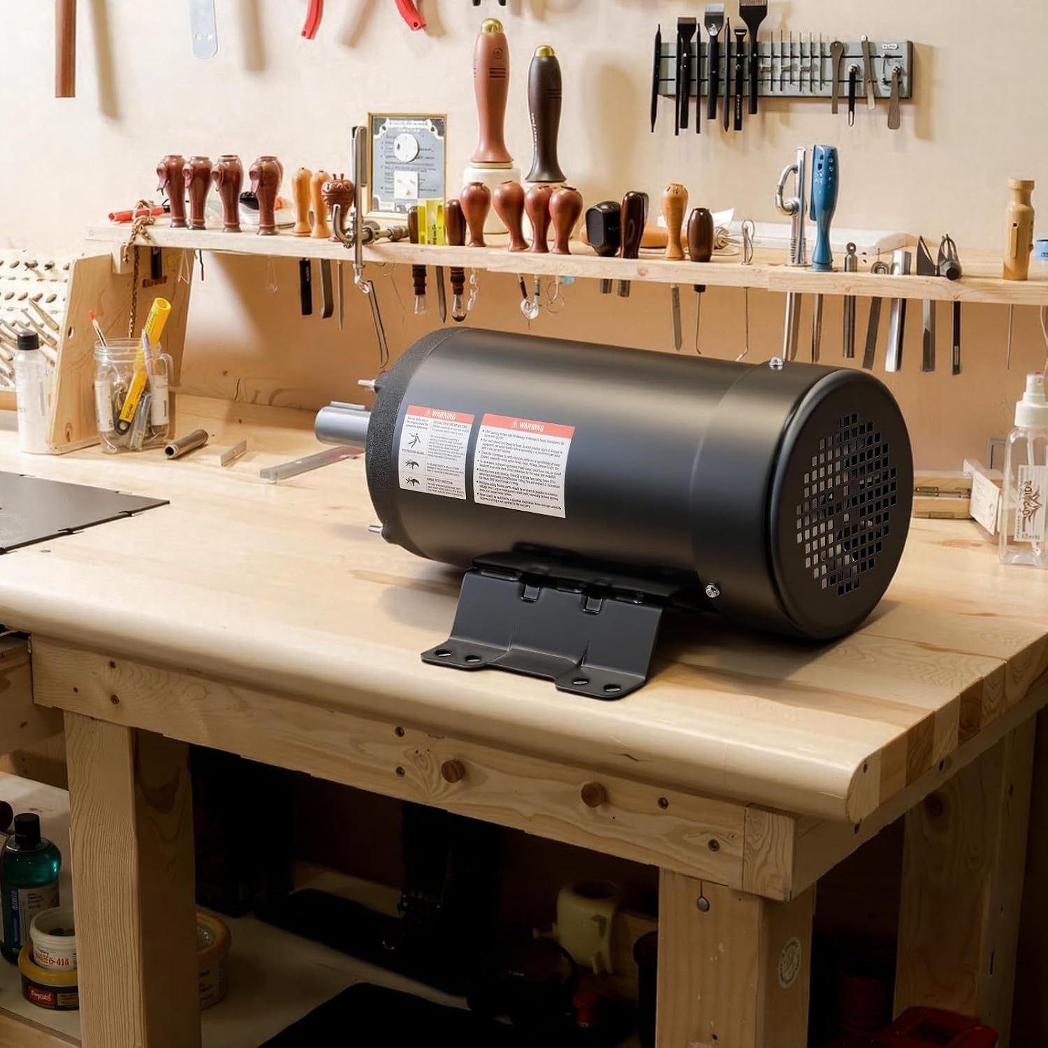 image:imageVEVOR 3 HP Electric Motor 1750RPM Air Compressor Motor CWCCW Rotation 1125 inch Shaft Diameter 275inch Shaft Length 12Nm Torque SinglePhase TEFC Cooling 230V 184T Frame1