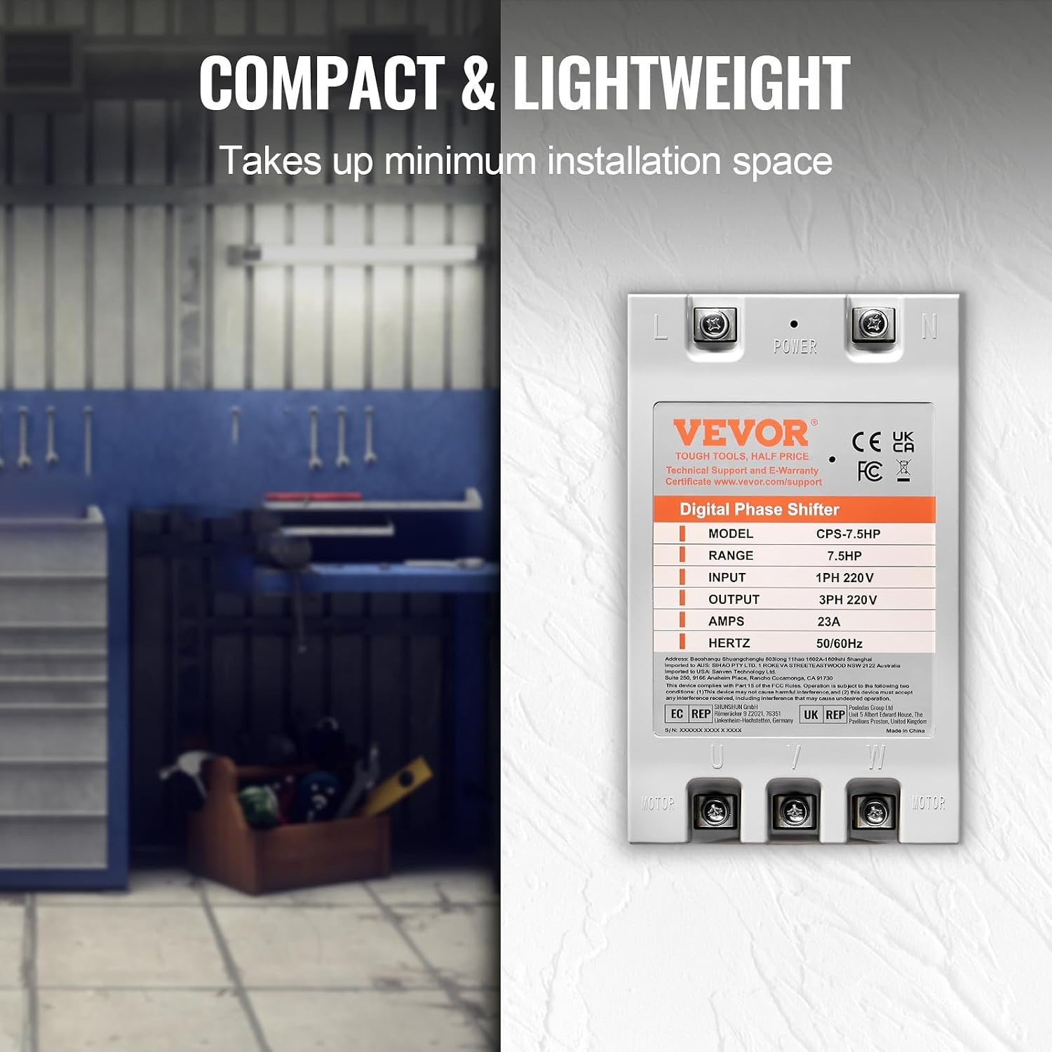 image:imageVEVOR 3 Phase Converter 75HP 23A 220V Single Phase to 3 Phase Converter 220V InputOutput Digital Phase Shifter for Residential amp Light Commercial Use One Converter for One Motor Only75HP23A