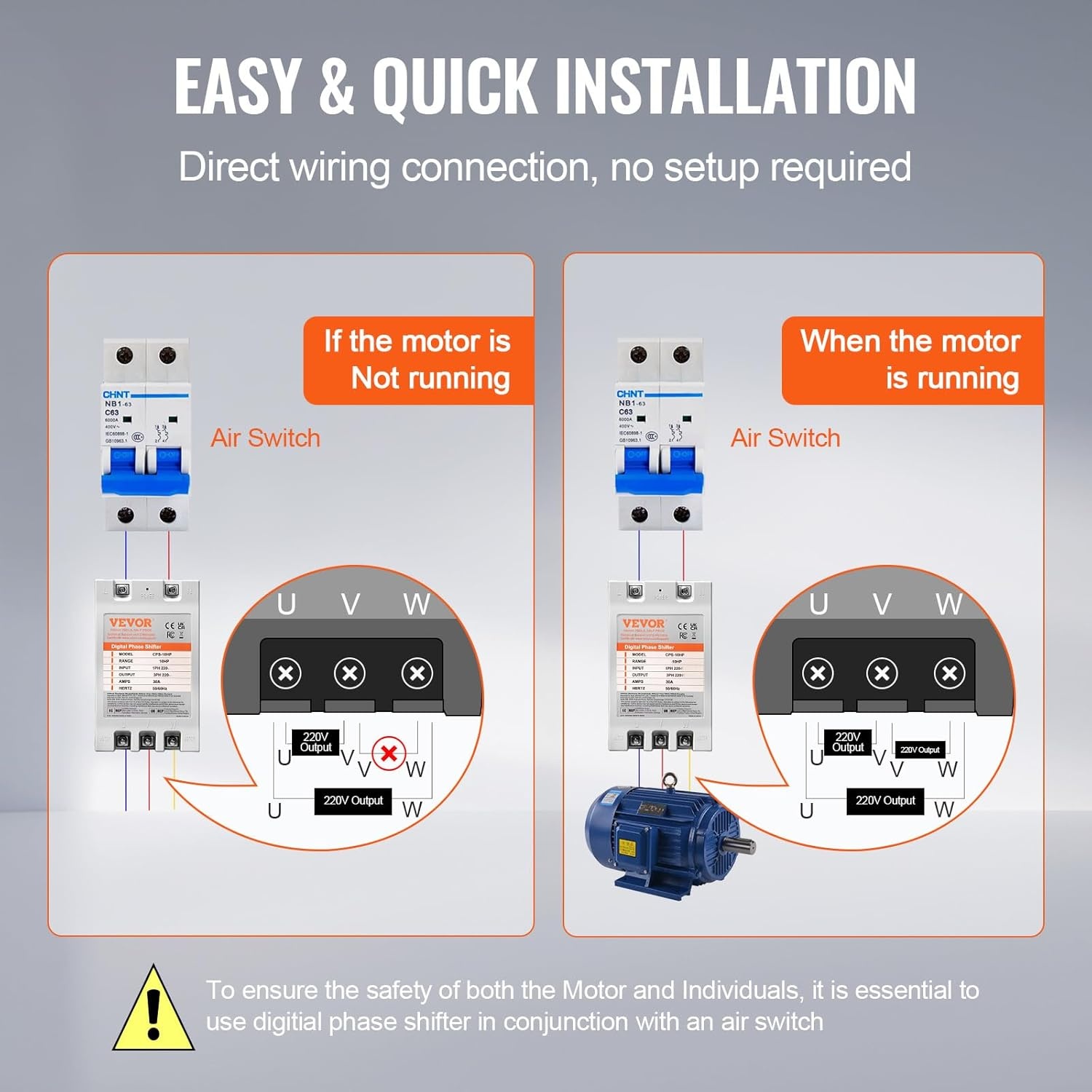 image:imageVEVOR 3 Phase Converter 75HP 23A 220V Single Phase to 3 Phase Converter 220V InputOutput Digital Phase Shifter for Residential amp Light Commercial Use One Converter for One Motor Only10HP30A