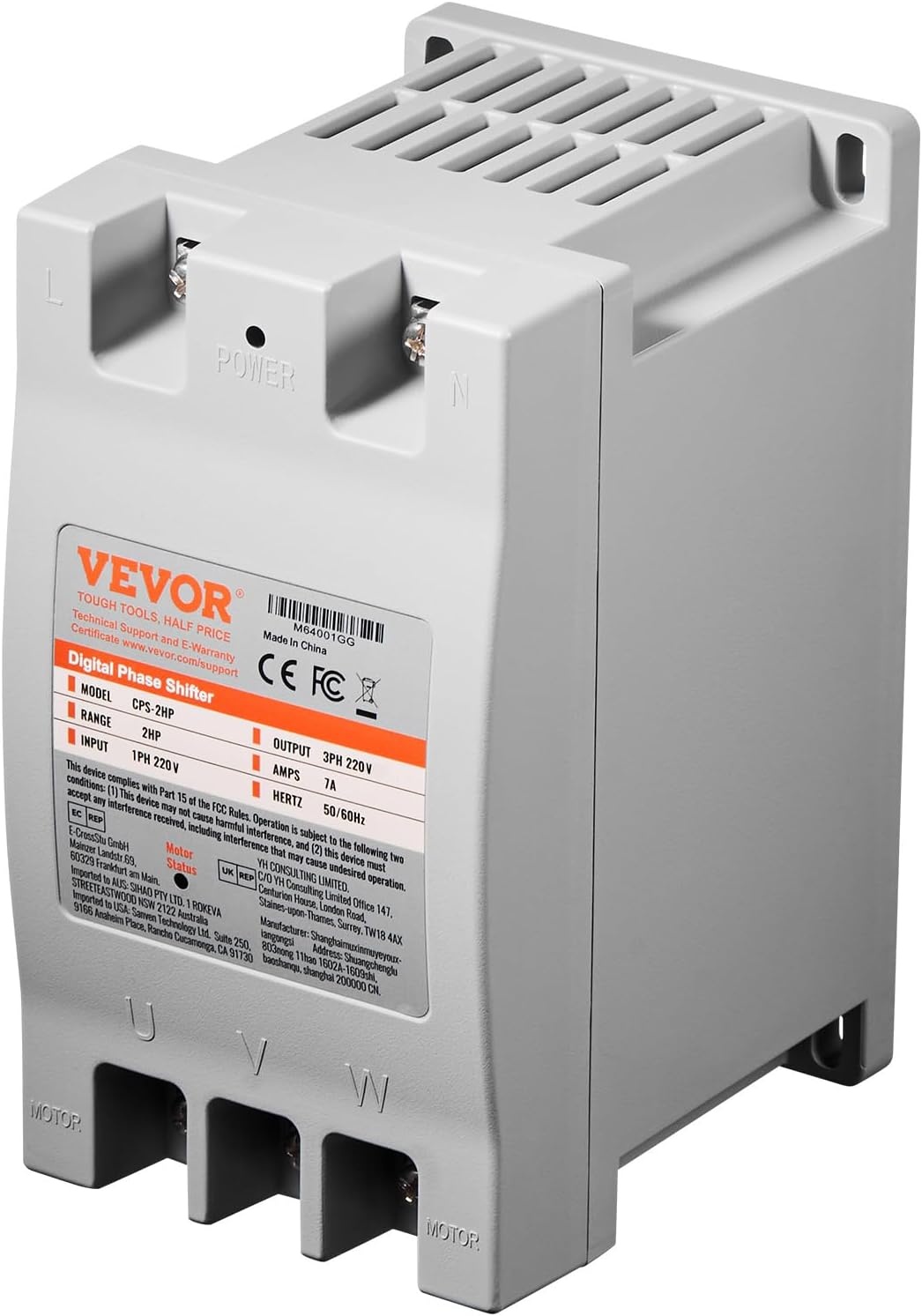 image:imageVEVOR 3 Phase Converter 75HP 23A 220V Single Phase to 3 Phase Converter 220V InputOutput Digital Phase Shifter for Residential amp Light Commercial Use One Converter for One Motor Only2HP7A