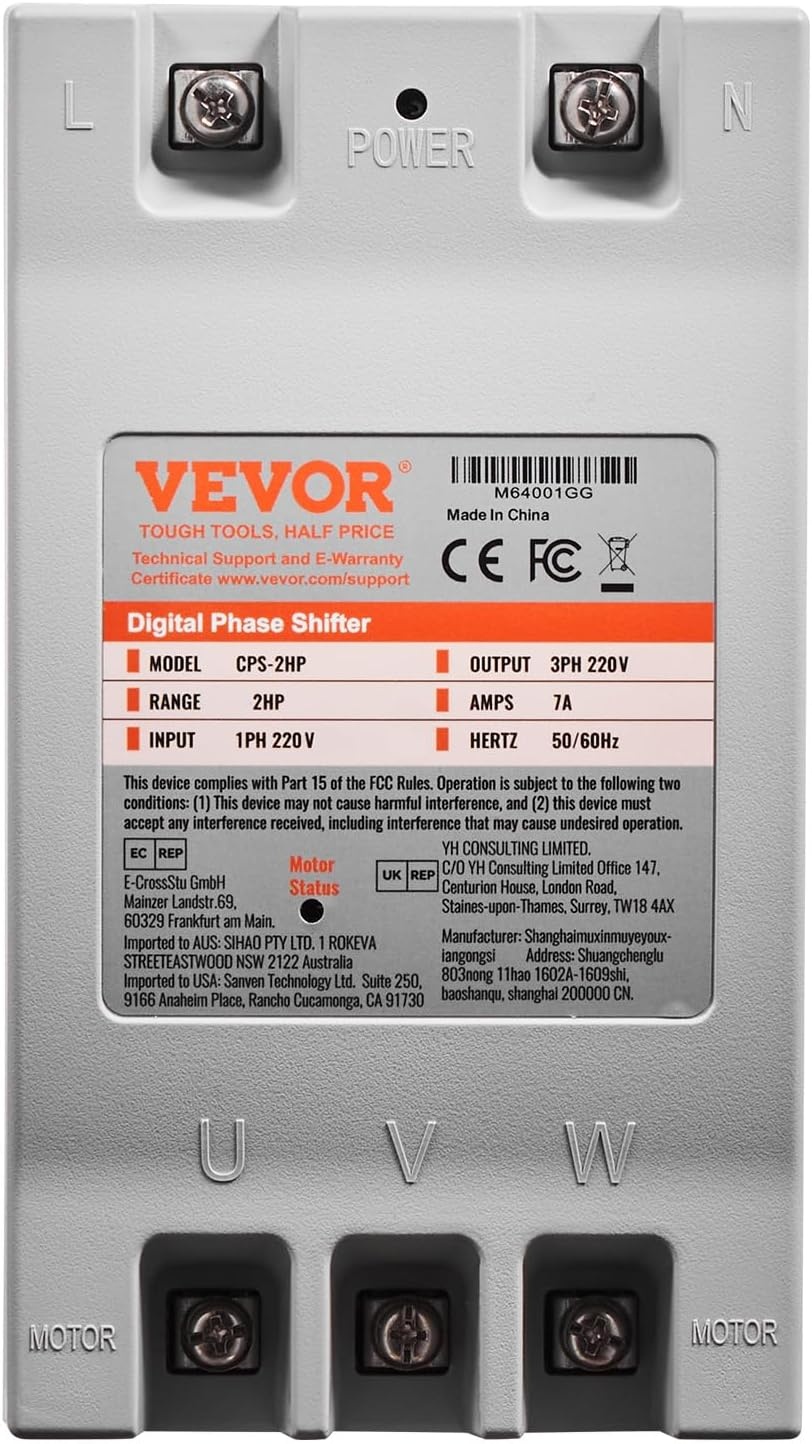 image:imageVEVOR 3 Phase Converter 75HP 23A 220V Single Phase to 3 Phase Converter 220V InputOutput Digital Phase Shifter for Residential amp Light Commercial Use One Converter for One Motor Only2HP7A