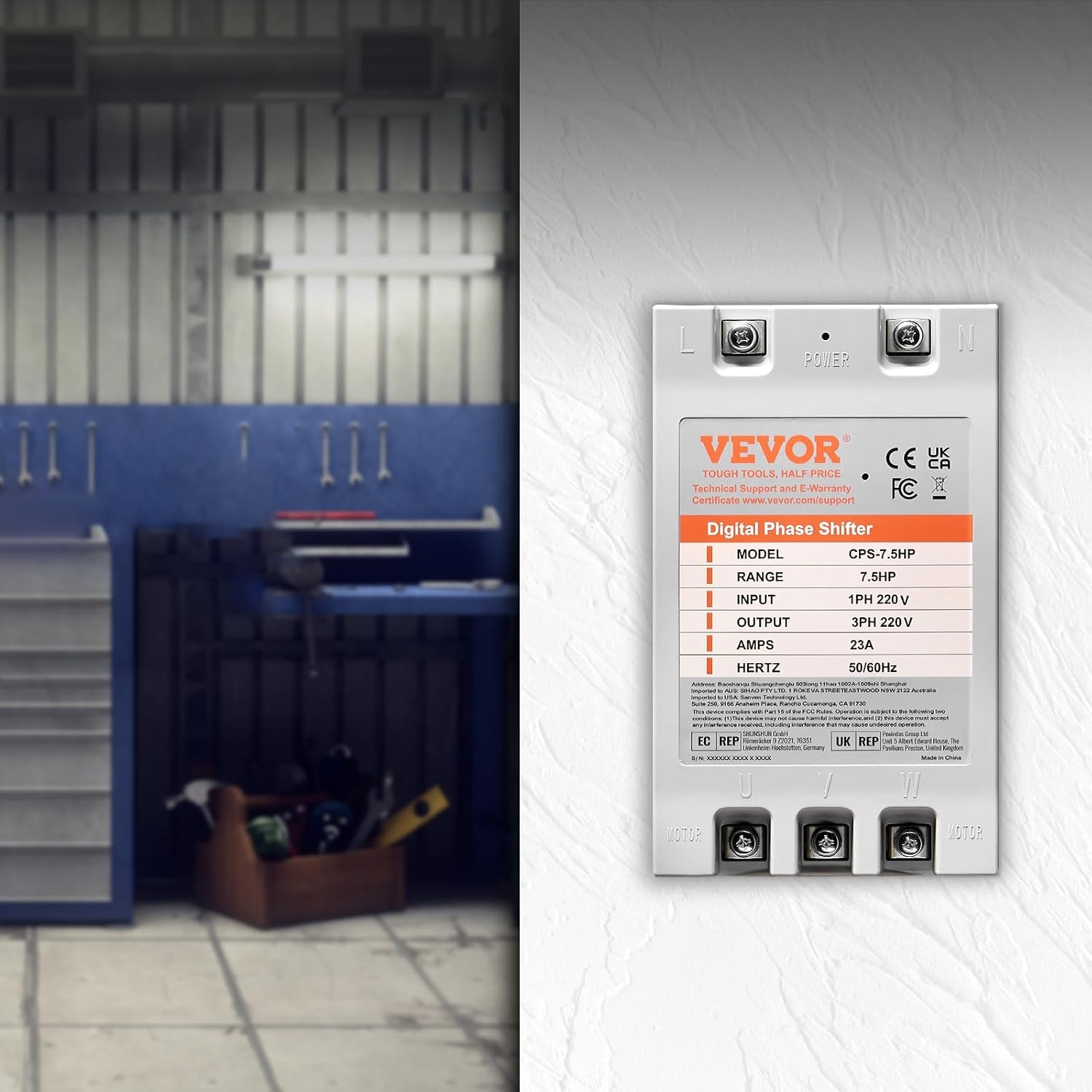 image:imageVEVOR 3 Phase Converter 75HP 23A 220V Single Phase to 3 Phase Converter 220V InputOutput Digital Phase Shifter for Residential amp Light Commercial Use One Converter for One Motor Only75HP23A