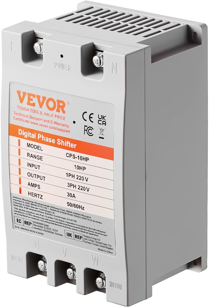 image:imageVEVOR 3 Phase Converter 75HP 23A 220V Single Phase to 3 Phase Converter 220V InputOutput Digital Phase Shifter for Residential amp Light Commercial Use One Converter for One Motor Only10HP30A