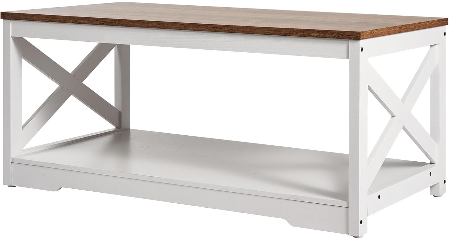 image:imageVEVOR 3 Pieces Farmhouse Coffee Table Sets 40 Inch Industrial Coffee Table with 2 End Tables Easy Assembly Coffee and Side Tables Sets with Charging Station for Office Living Room amp Apartment3 Pieces
