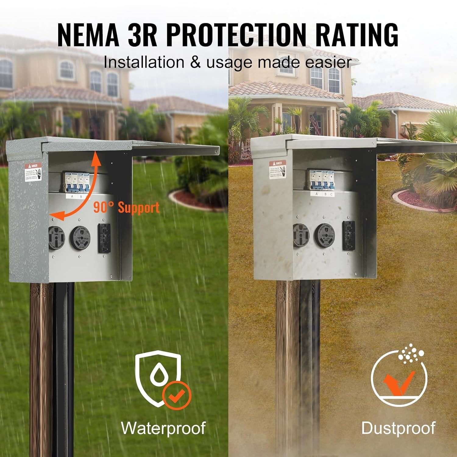 image:imageVEVOR 30 Amp RV Power Outlet Box 125250 Volt Enclosed Lockable Outdoor RV Receptacle Box NEMA TT30R Weatherproof Electrical Panel for RV Camper Trailer Motorhome Electric Car for Camper Trailer Motorhome Weatherproof Enclosed amp Lockable Power Box NEMA TT30R Easy Installation with Password Lock503020 Amp