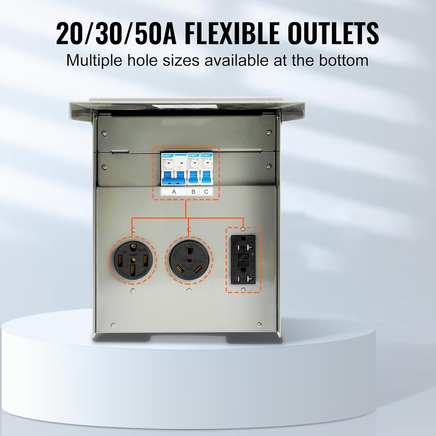 image:imageVEVOR 30 Amp RV Power Outlet Box 125250 Volt Enclosed Lockable Outdoor RV Receptacle Box NEMA TT30R Weatherproof Electrical Panel for RV Camper Trailer Motorhome Electric Car for Camper Trailer Motorhome Weatherproof Enclosed amp Lockable Power Box NEMA TT30R Easy Installation with Password Lock503020 Amp