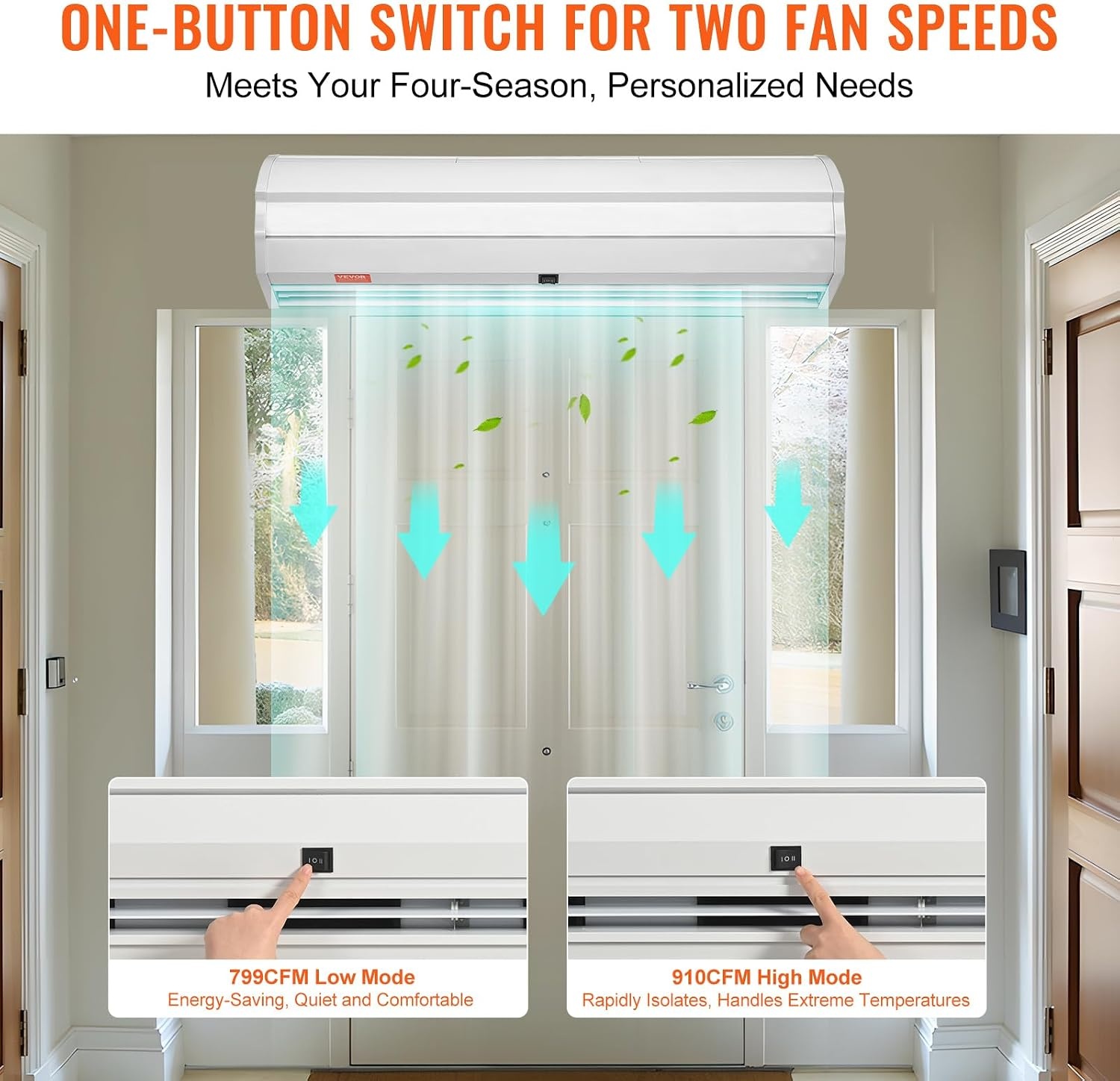 image:imageVEVOR 36 Commercial Indoor Air Curtain Super Power 2 Speeds 900CFM Wall Mounted Air Curtains for Doors Indoor Over Door Fan with Heavy Duty Limit Switch 110V NonAC Unit No Heating or CoolingWhite