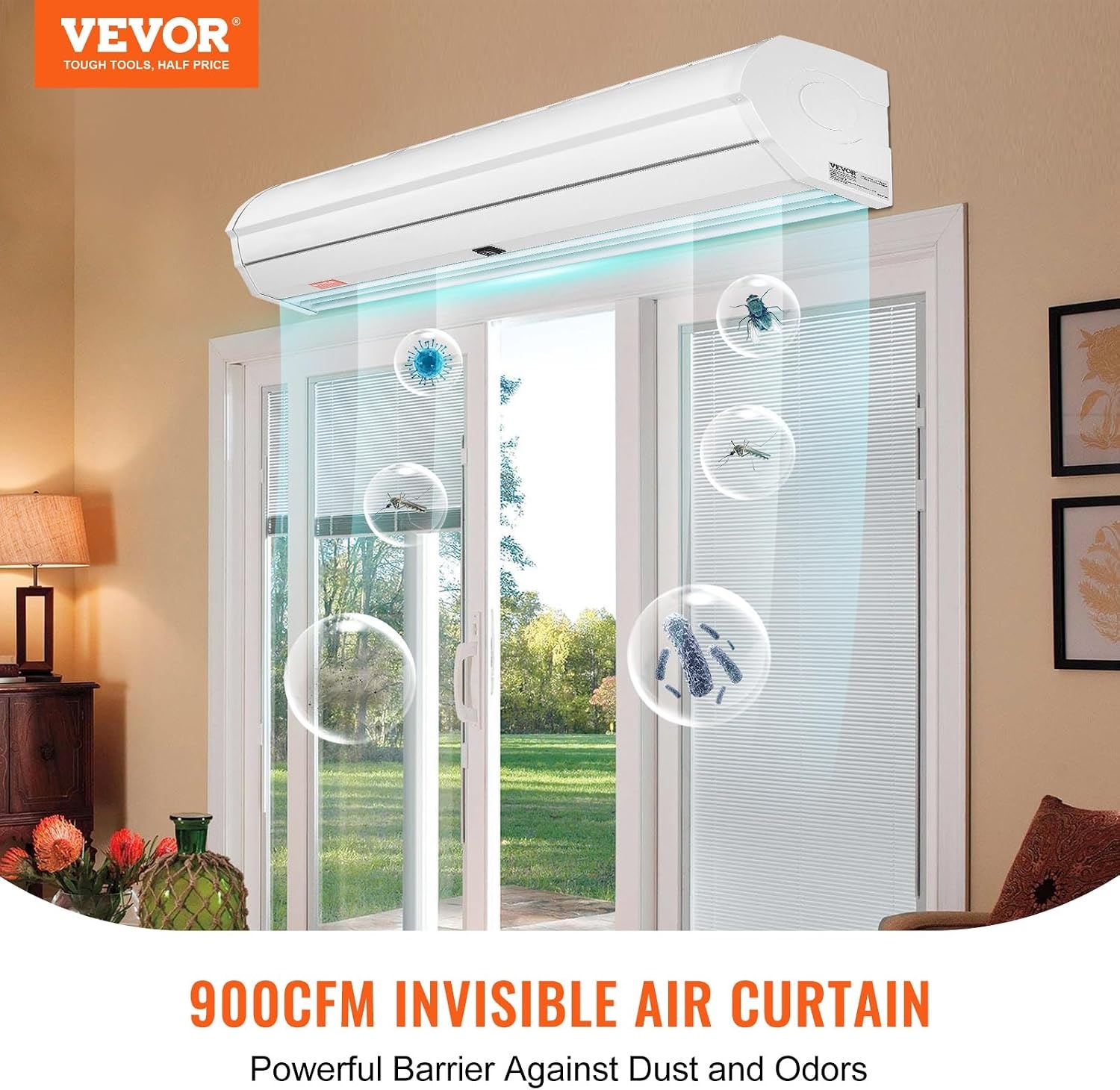 image:imageVEVOR 36 Commercial Indoor Air Curtain Super Power 2 Speeds 900CFM Wall Mounted Air Curtains for Doors Indoor Over Door Fan with Heavy Duty Limit Switch 110V NonAC Unit No Heating or CoolingWhite