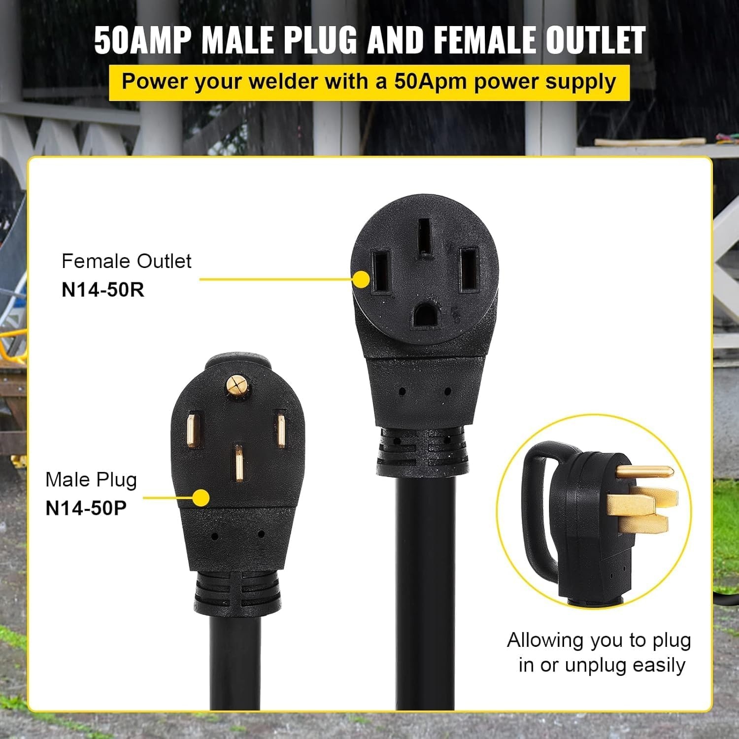 image:imageVEVOR 36 FT 50 Amp RV Extension Cord Durable Premium Power Cord RV 265mm Wire Diameter Extension Cord Copper Wire RV Cord Power Supply Cable for Trailer Motorhome Camper with Handles25 FT
